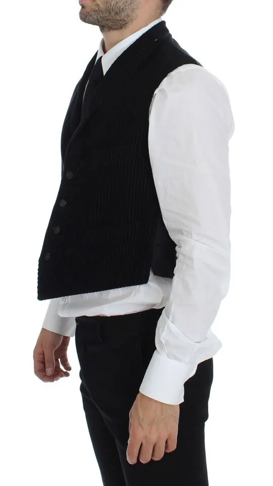 Dolce & Gabbana Men's Elegant Black Manchester Dress Vest