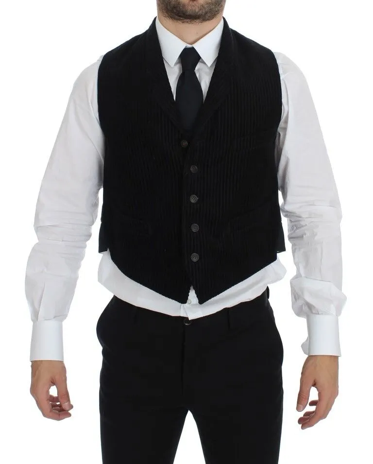 Dolce & Gabbana Men's Elegant Black Manchester Dress Vest