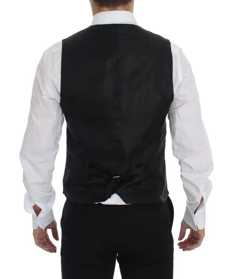 Dolce & Gabbana Men's Elegant Black Wool Dress Vest