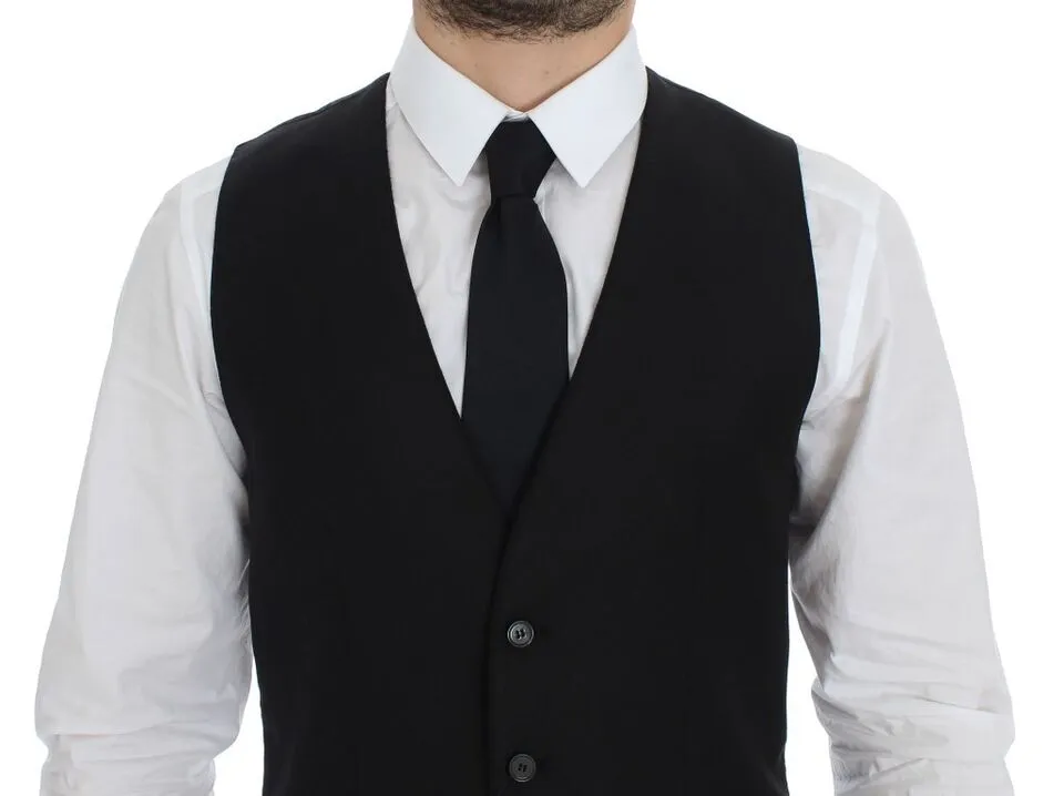 Dolce & Gabbana Men's Elegant Black Wool Dress Vest
