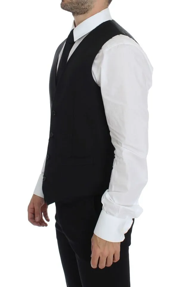 Dolce & Gabbana Men's Elegant Black Wool Dress Vest