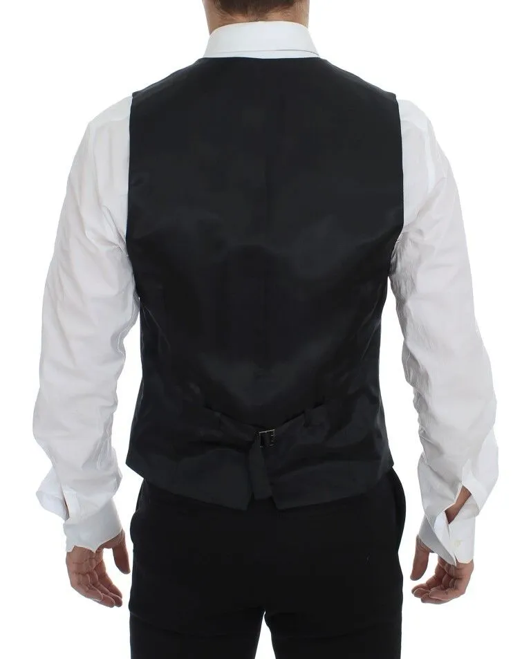 Dolce & Gabbana Men's Elegant Gray Striped Dress Vest