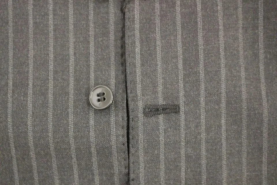 Dolce & Gabbana Men's Elegant Gray Striped Wool Dress Vest