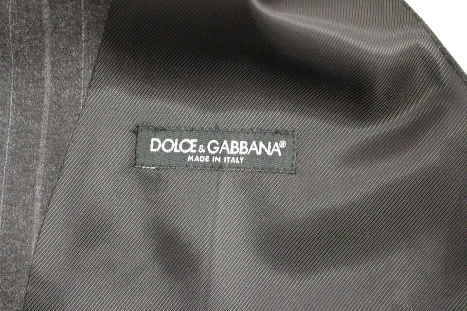 Dolce & Gabbana Men's Elegant Gray Striped Dress Vest