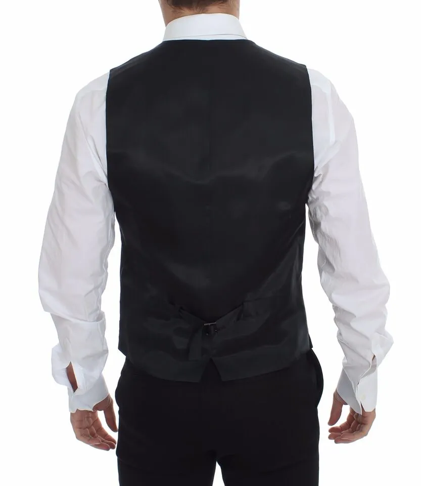 Dolce & Gabbana Men's Elegant Gray Striped Dress Vest