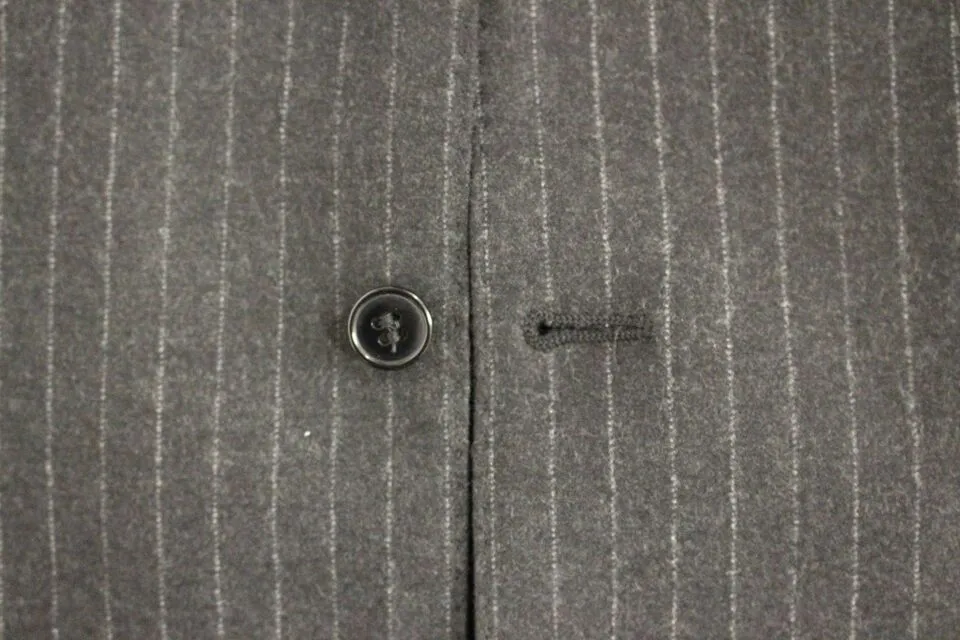 Dolce & Gabbana Men's Elegant Gray Striped Wool Dress Vest