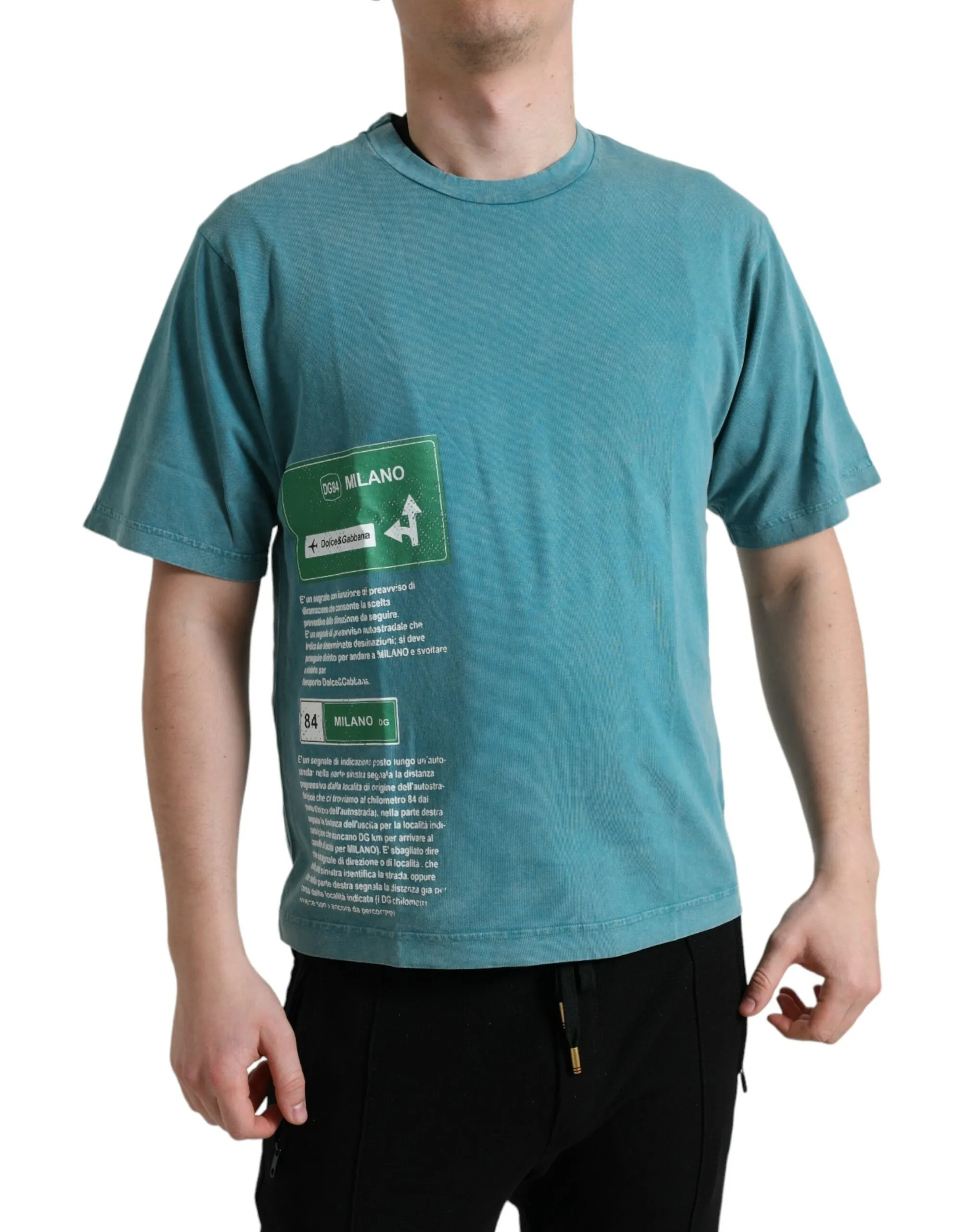 Dolce & Gabbana Men's Chic Blue Milano Motive Cotton Tee