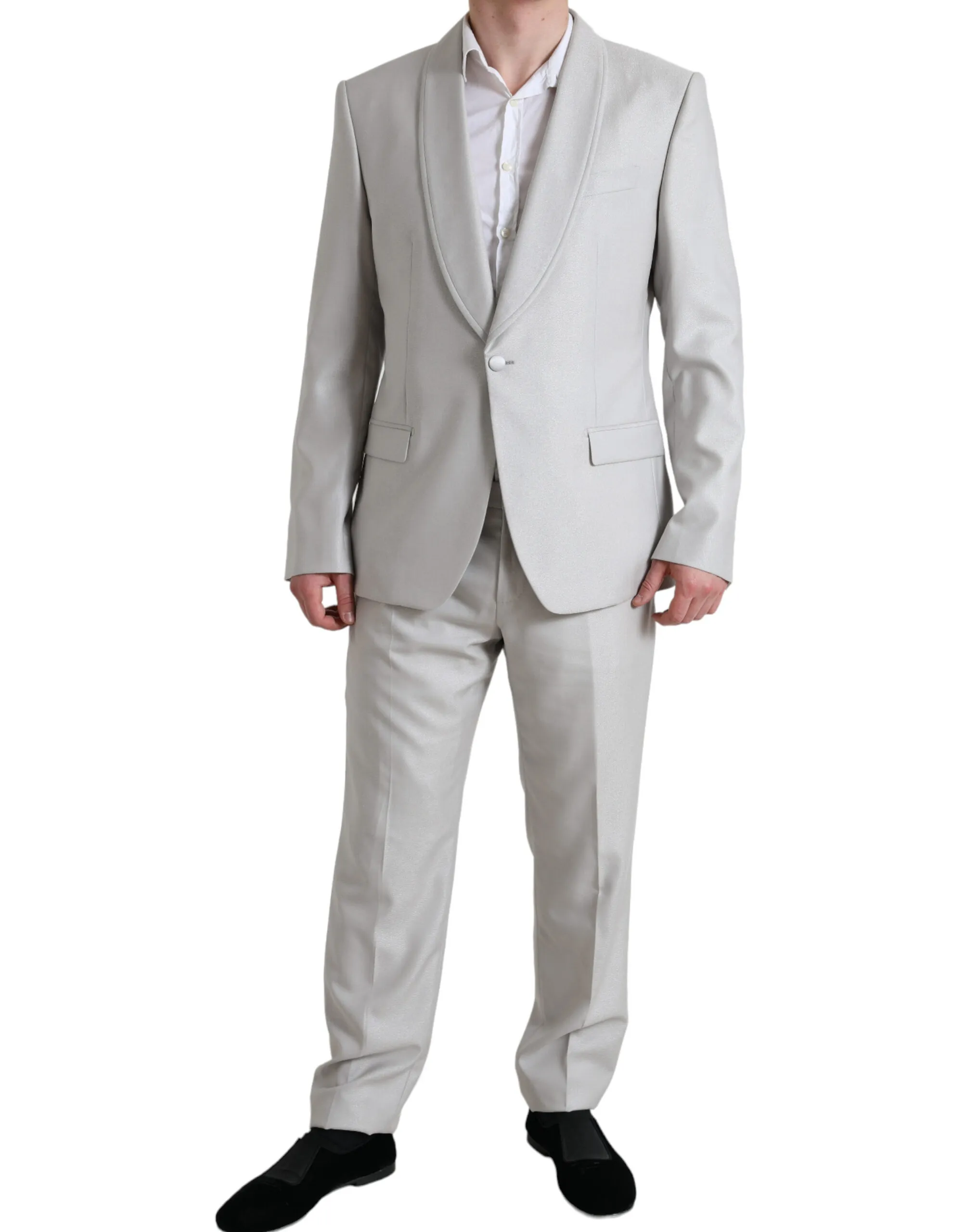 Dolce & Gabbana Men's Elegant Silver Slim Fit Wool-Silk Suit