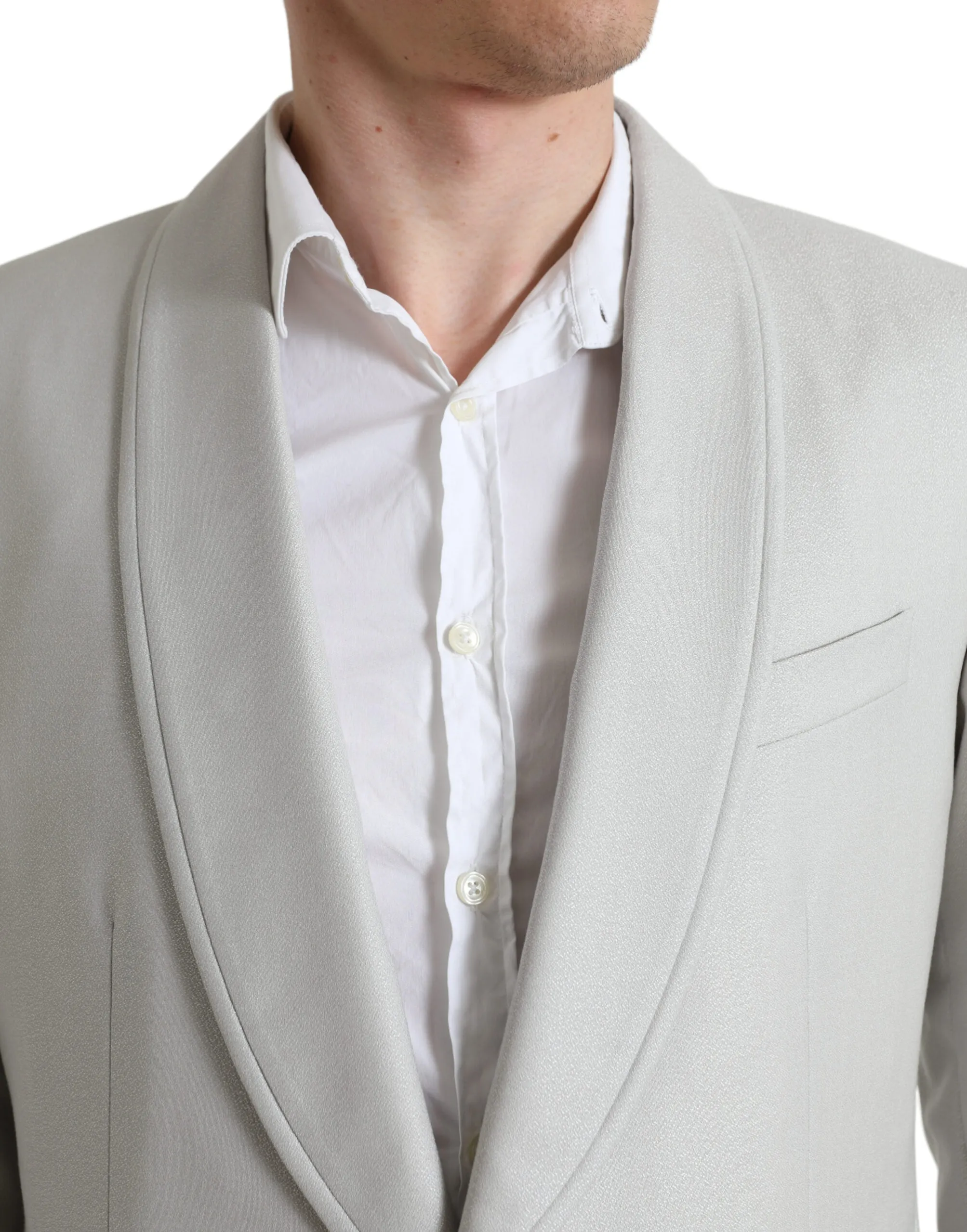 Dolce & Gabbana Men's Elegant Silver Slim Fit Wool-Silk Suit