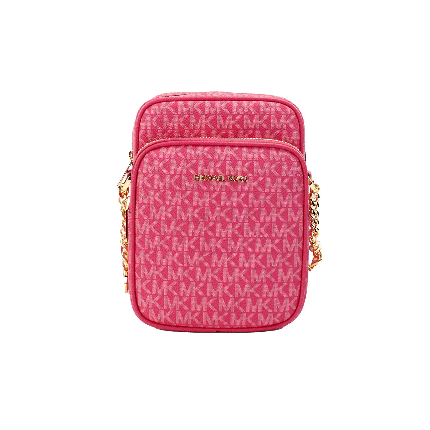 Michael Kors Women's Electric Pink PVC Flight Leather North South Chain Crossbody Bag