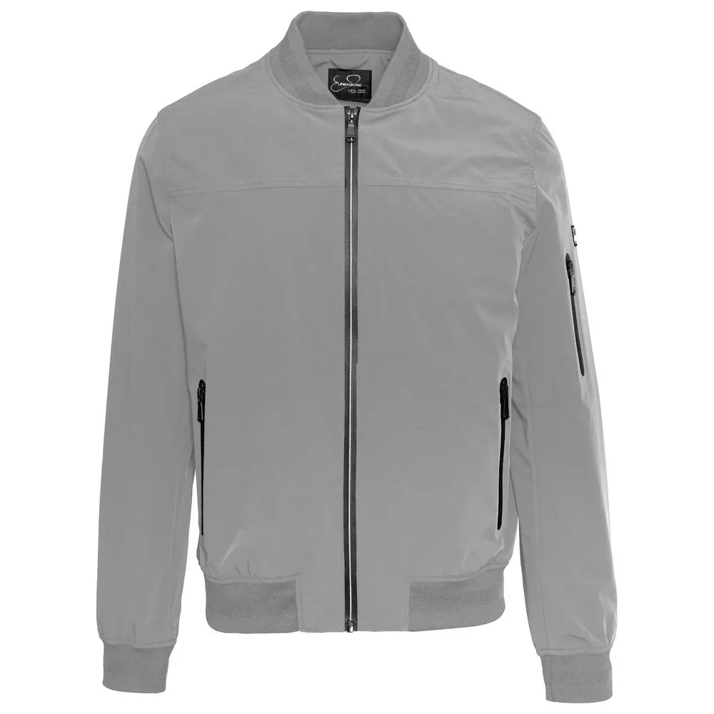 Yes Zee Men's Chic Gray Nylon Bomber Jacket for Men
