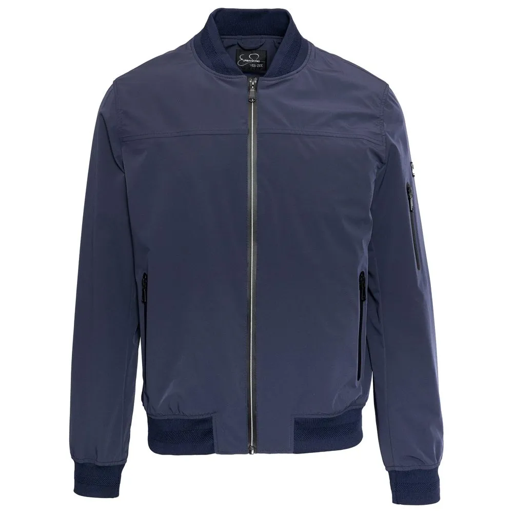 Yes Zee Men's Sleek Blue Nylon Bomber Jacket for Men