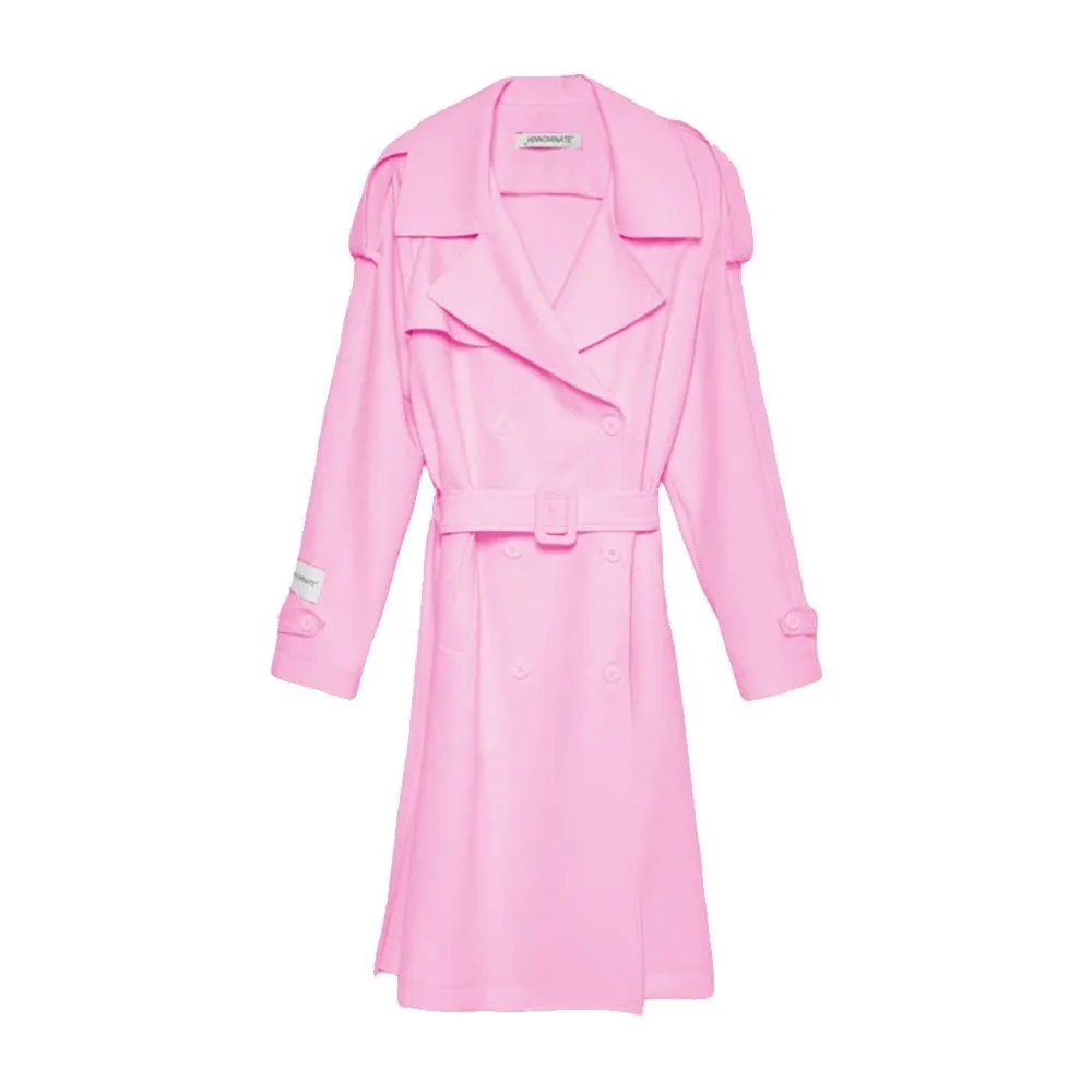 Hinnominate Women's Chic Double-Breasted Pink Trench Coat