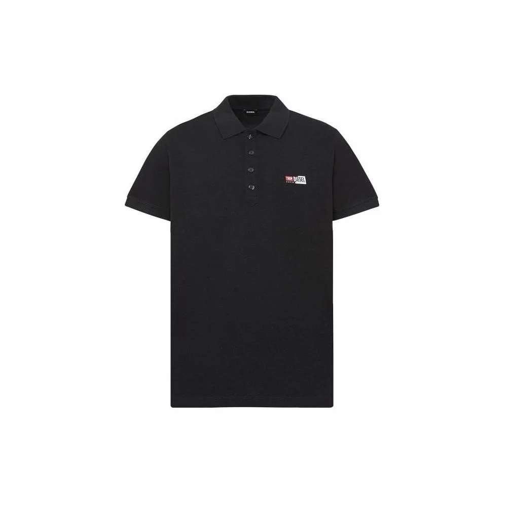 Diesel Men's Sleek Black Cotton Polo with Contrast Logo