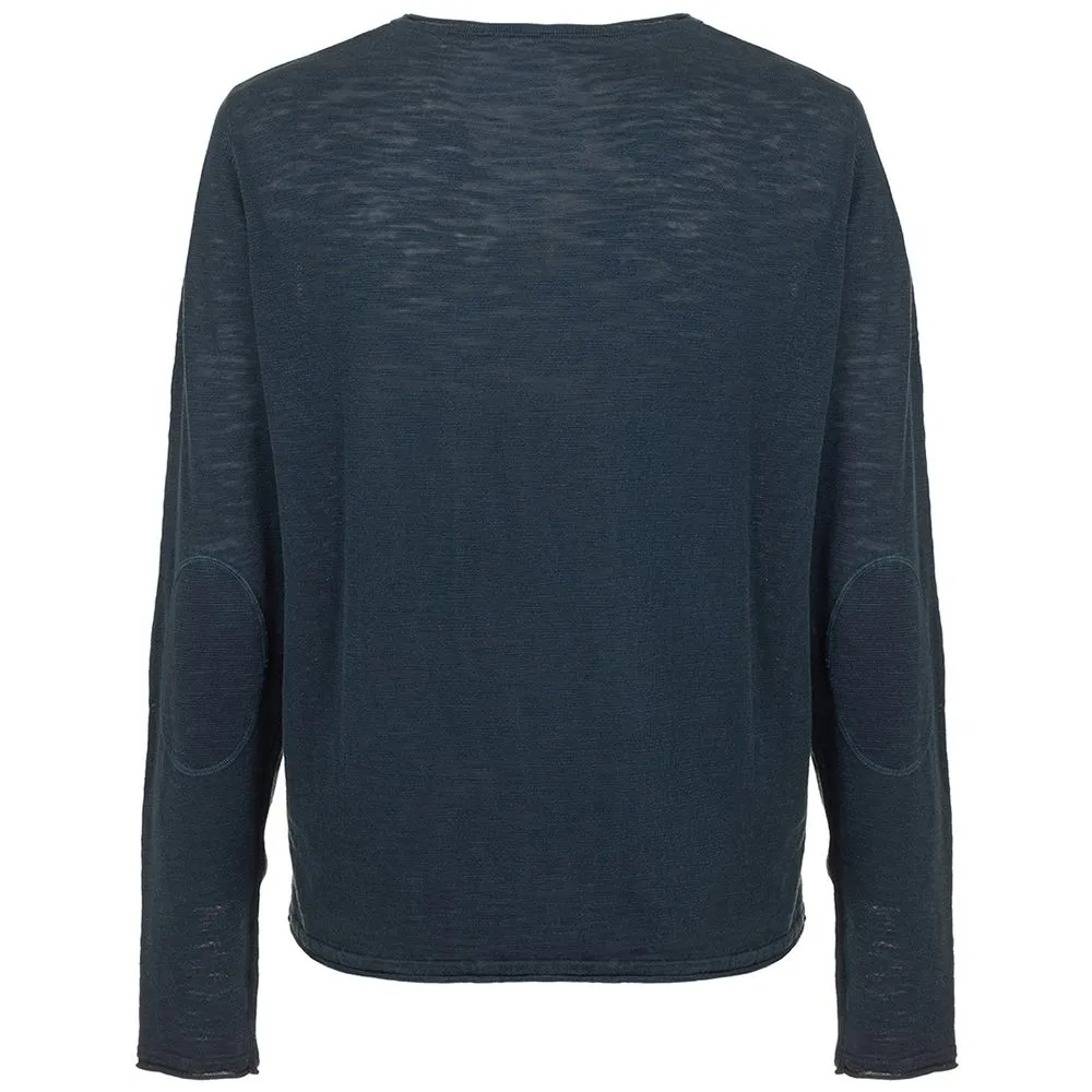 Fred Mello Men's Chic Elbow Patch Crew Neck Sweater