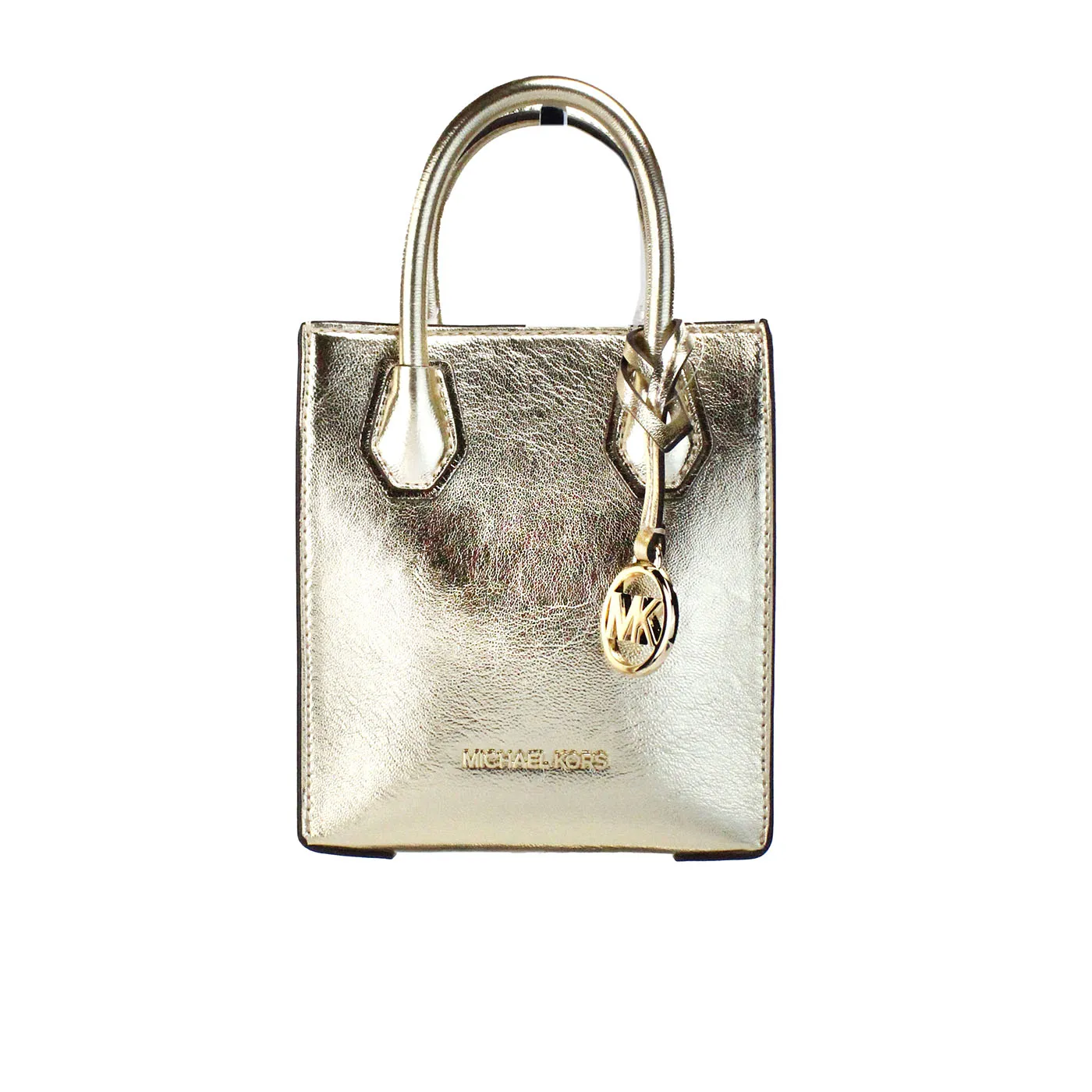 Michael Kors Women's Mercer XS Pale Gold Metallic North South Shopper Crossbody Bag