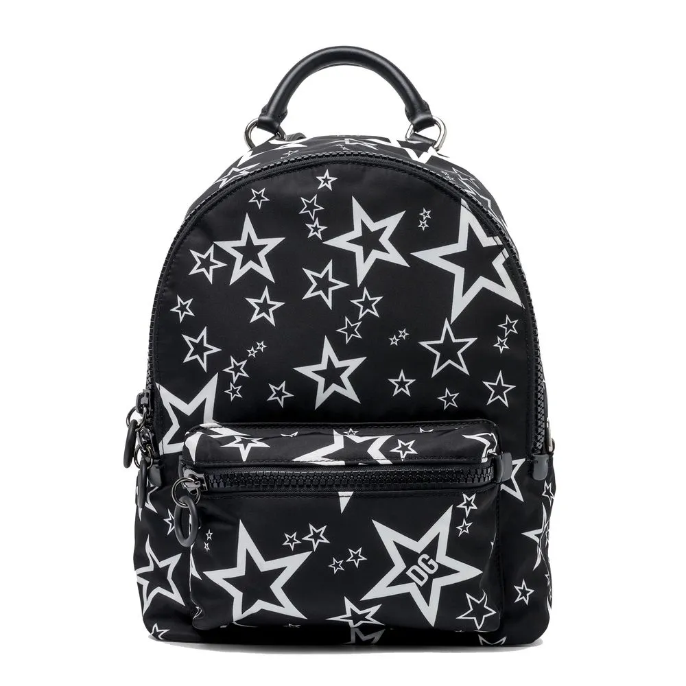 Dolce & Gabbana Women's Elegant Nylon-Leather Blend Black Backpack