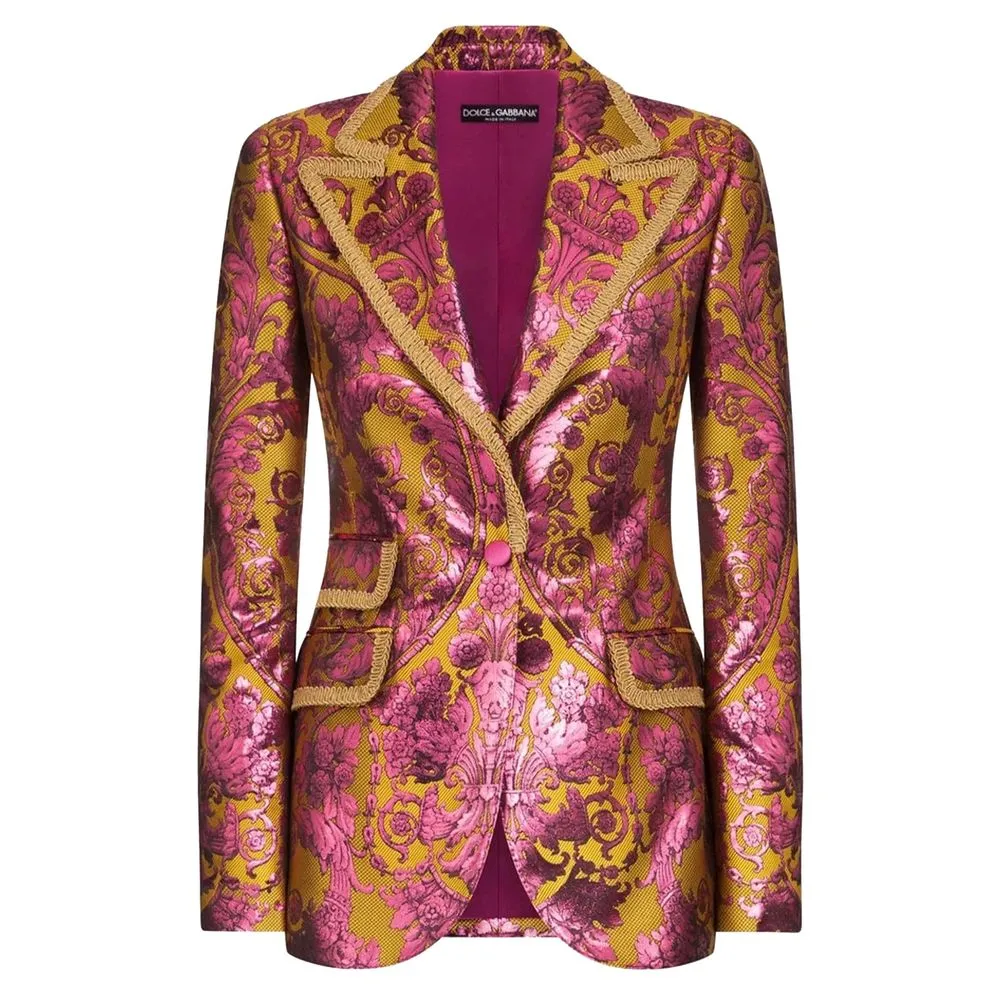 Dolce & Gabbana Women's Floral Jacquard Blazer with Metal Fibre Detail
