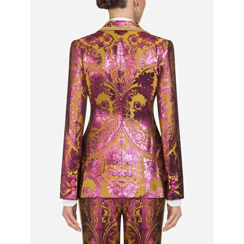 Dolce & Gabbana Women's Floral Jacquard Blazer with Metal Fibre Detail