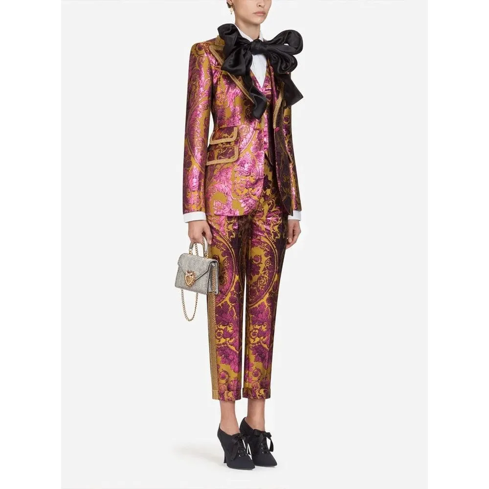 Dolce & Gabbana Women's Floral Jacquard Blazer with Metal Fibre Detail