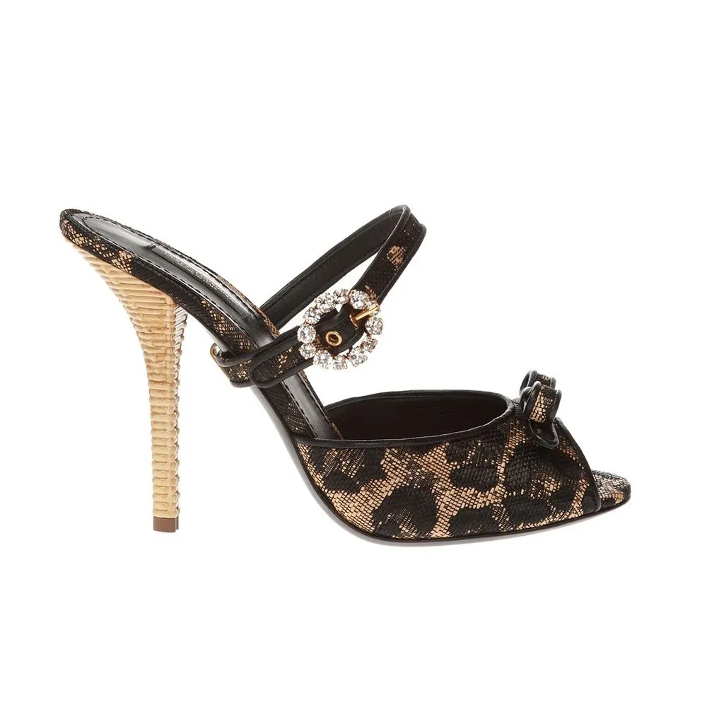 Dolce & Gabbana Women's Elegant Black Lambskin Leather Sandals