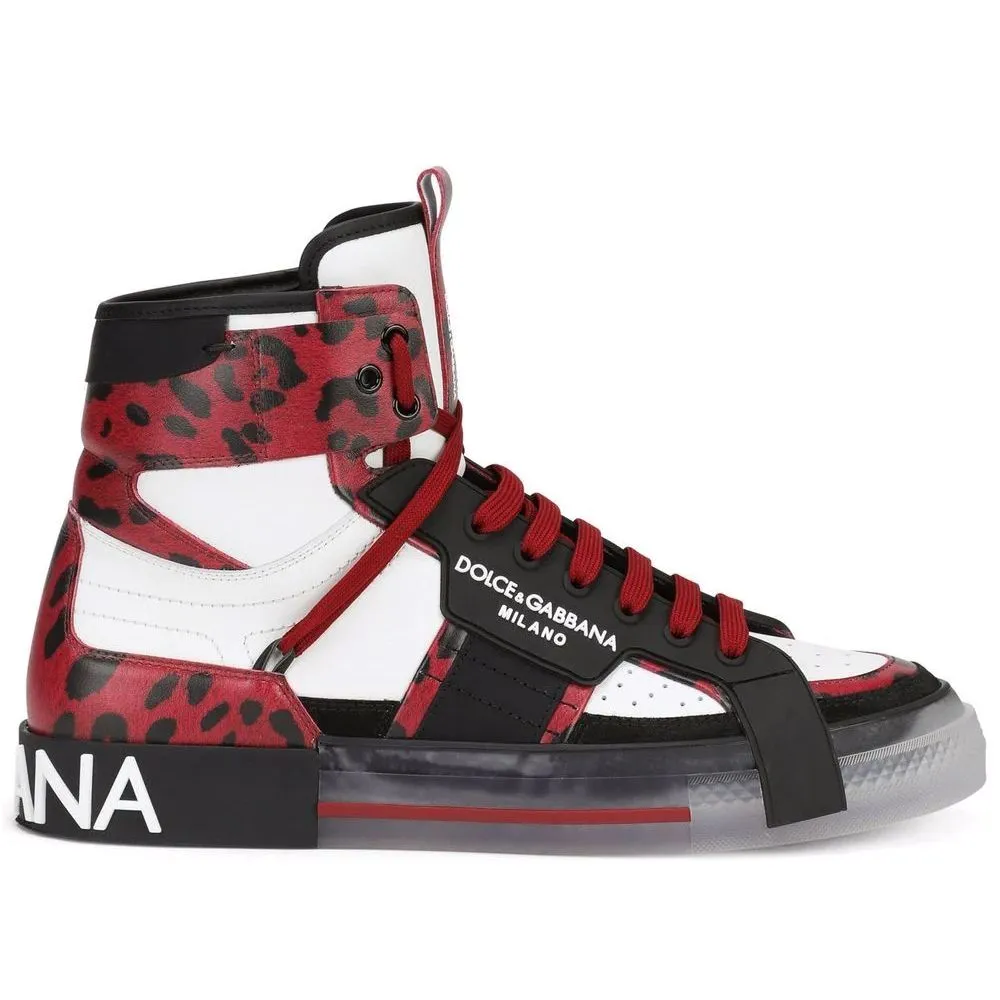 Dolce & Gabbana Men's Chic Leopard Print High Top Sneakers