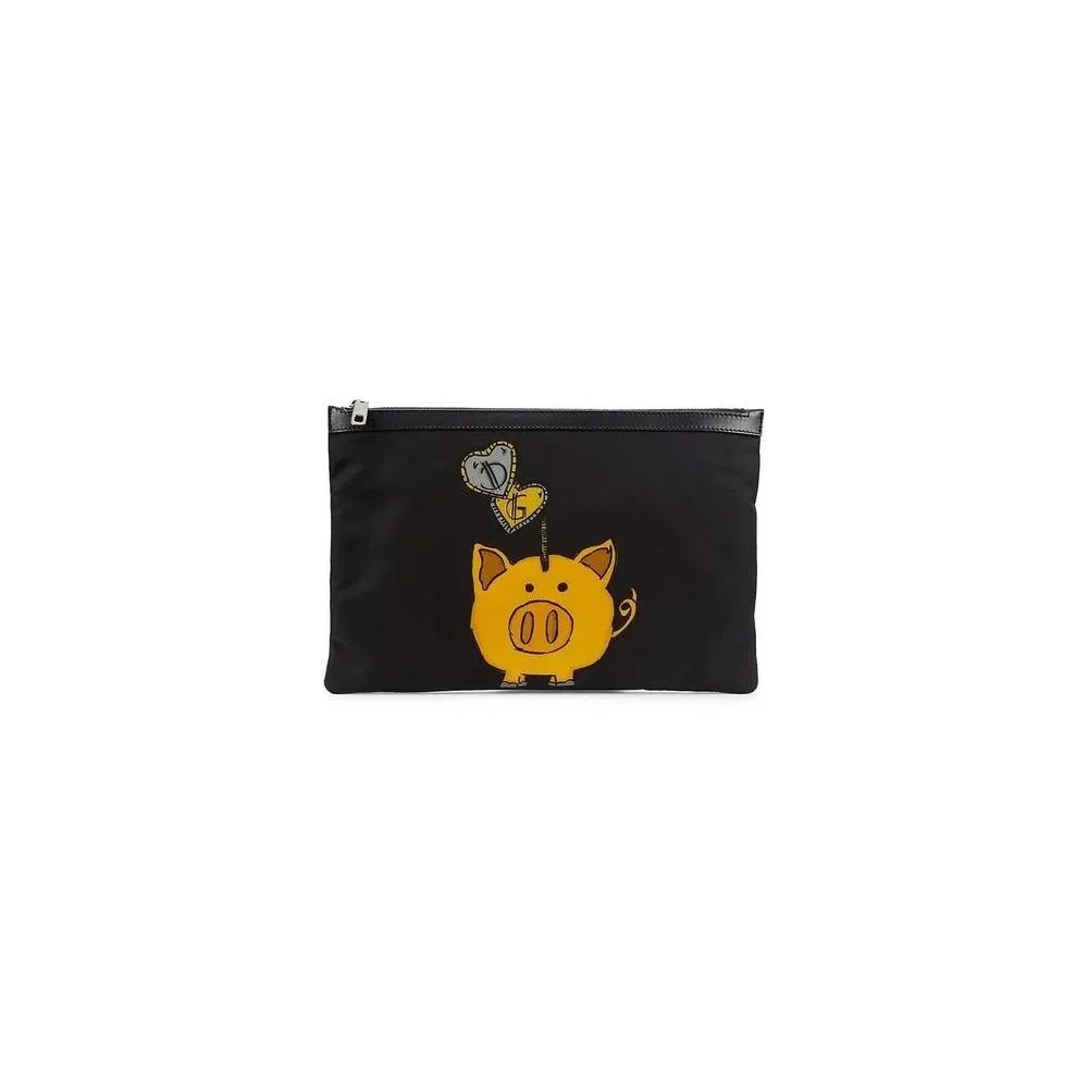 Dolce & Gabbana Men's Sleek Nylon Clutch with Leather Accents