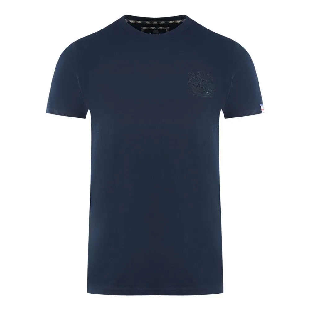 Aquascutum Men's Classic Cotton Logo Tee with Union Jack Detail