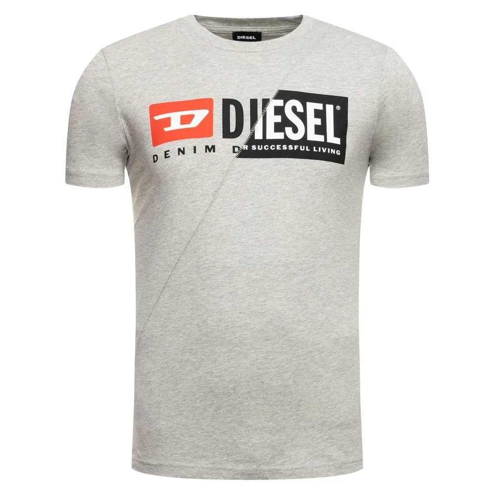 Diesel Men's Sleek Gray Crew Neck Logo Tee