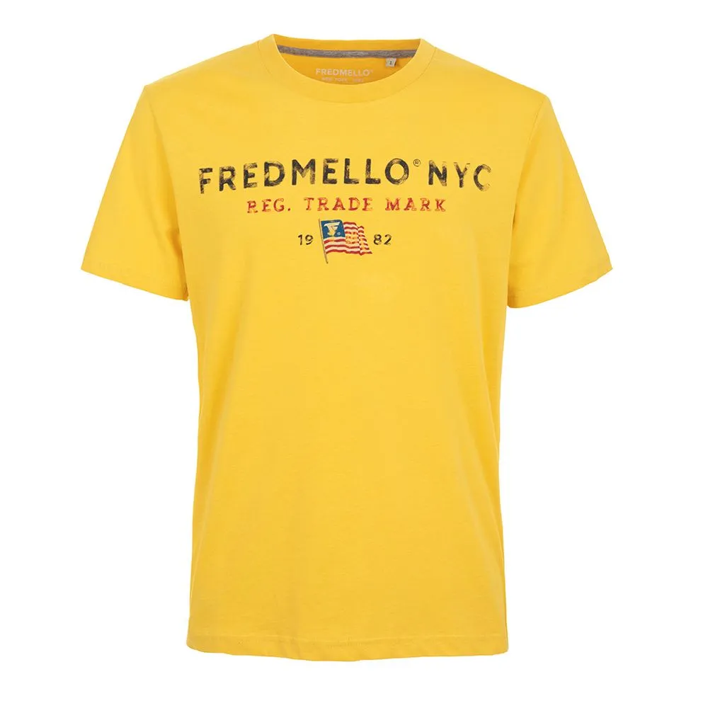 Fred Mello Men's Sunshine Yellow Cotton Crewneck Tee