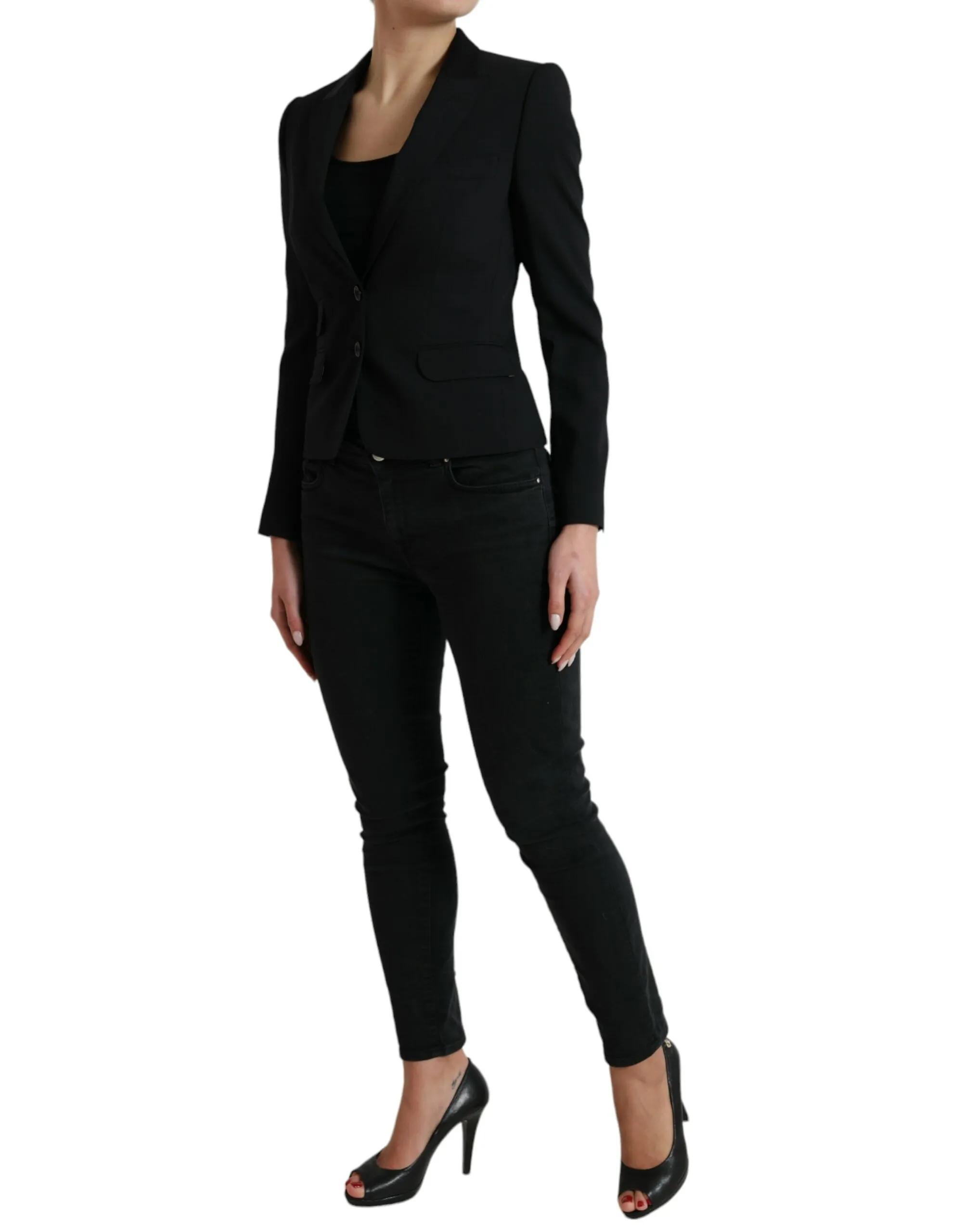 Dolce & Gabbana Women's Chic Wool Blend Peak Lapel Blazer