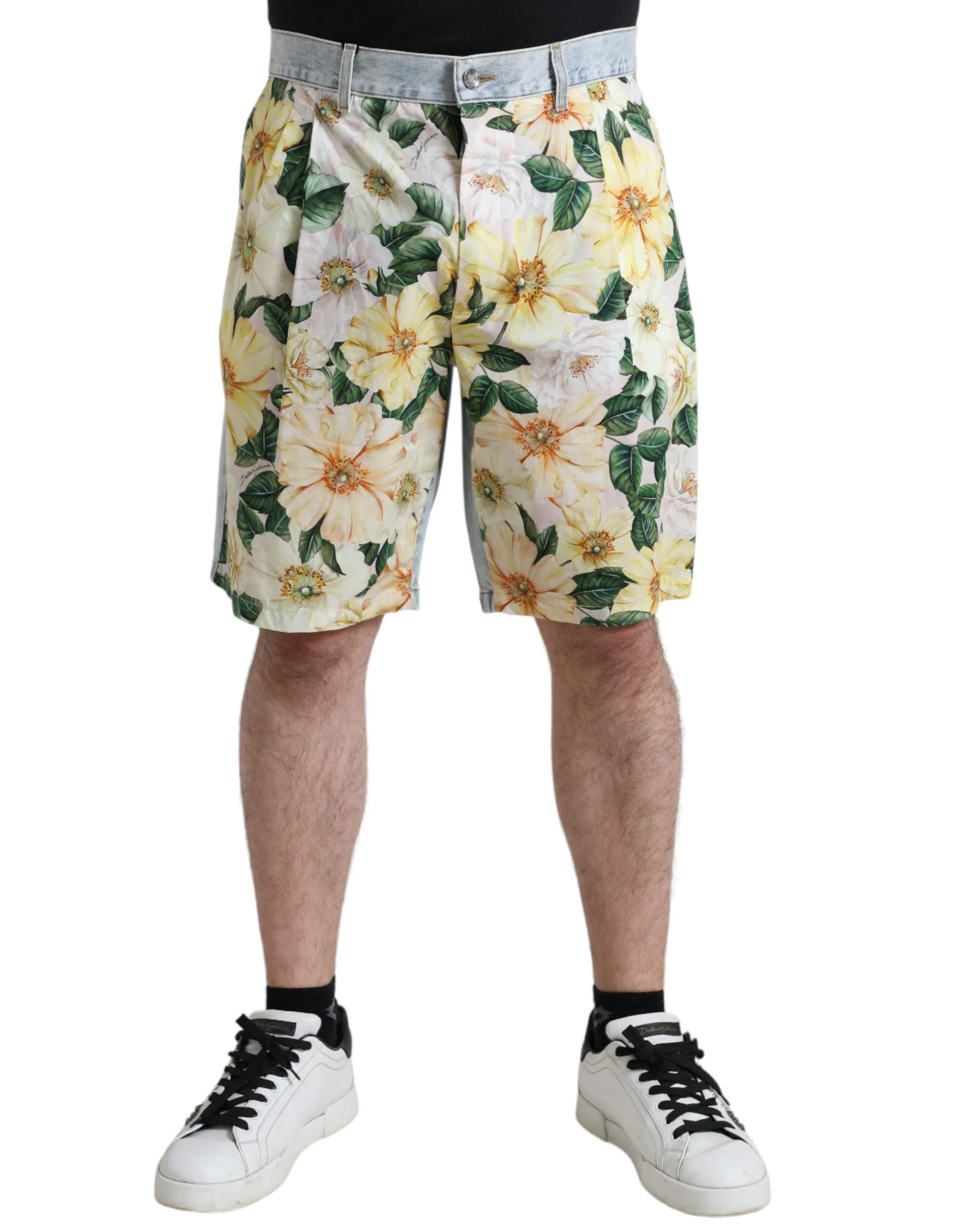 Dolce & Gabbana Men's Multicolor Floral Cotton Bermuda Shorts