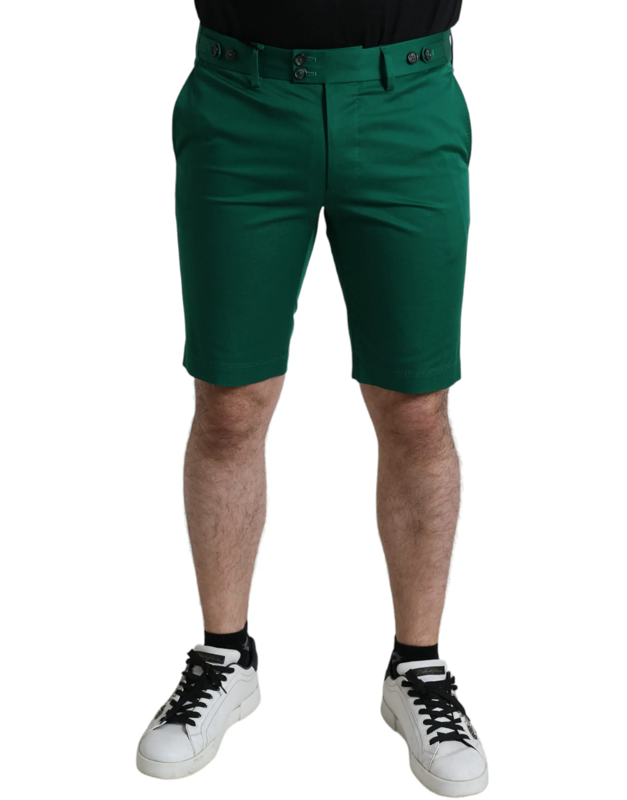Dolce & Gabbana Men's Elegant Deep Green Cotton Bermuda Shorts