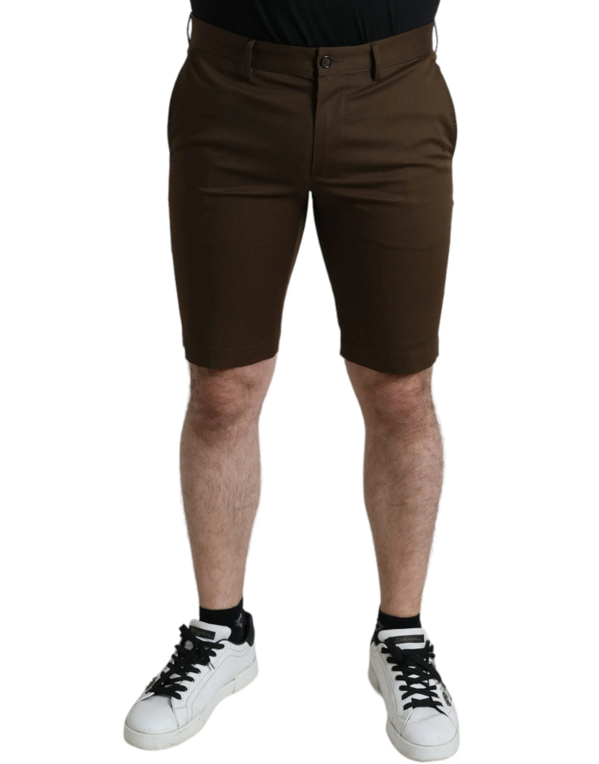 Dolce & Gabbana Men's Chic Brown Bermuda Shorts with Logo Detail