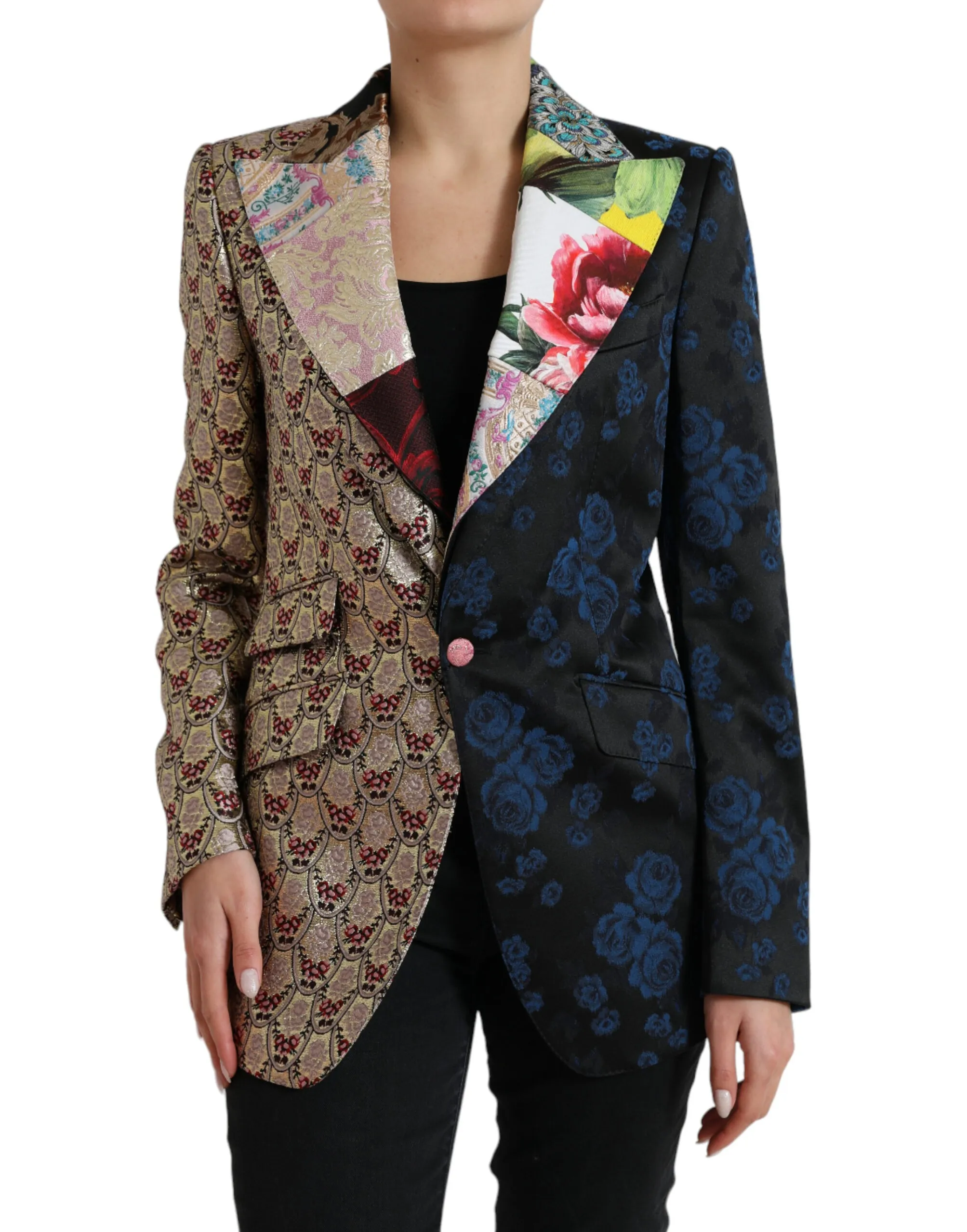 Dolce & Gabbana Women's Elegant Multicolor Patchwork Blazer