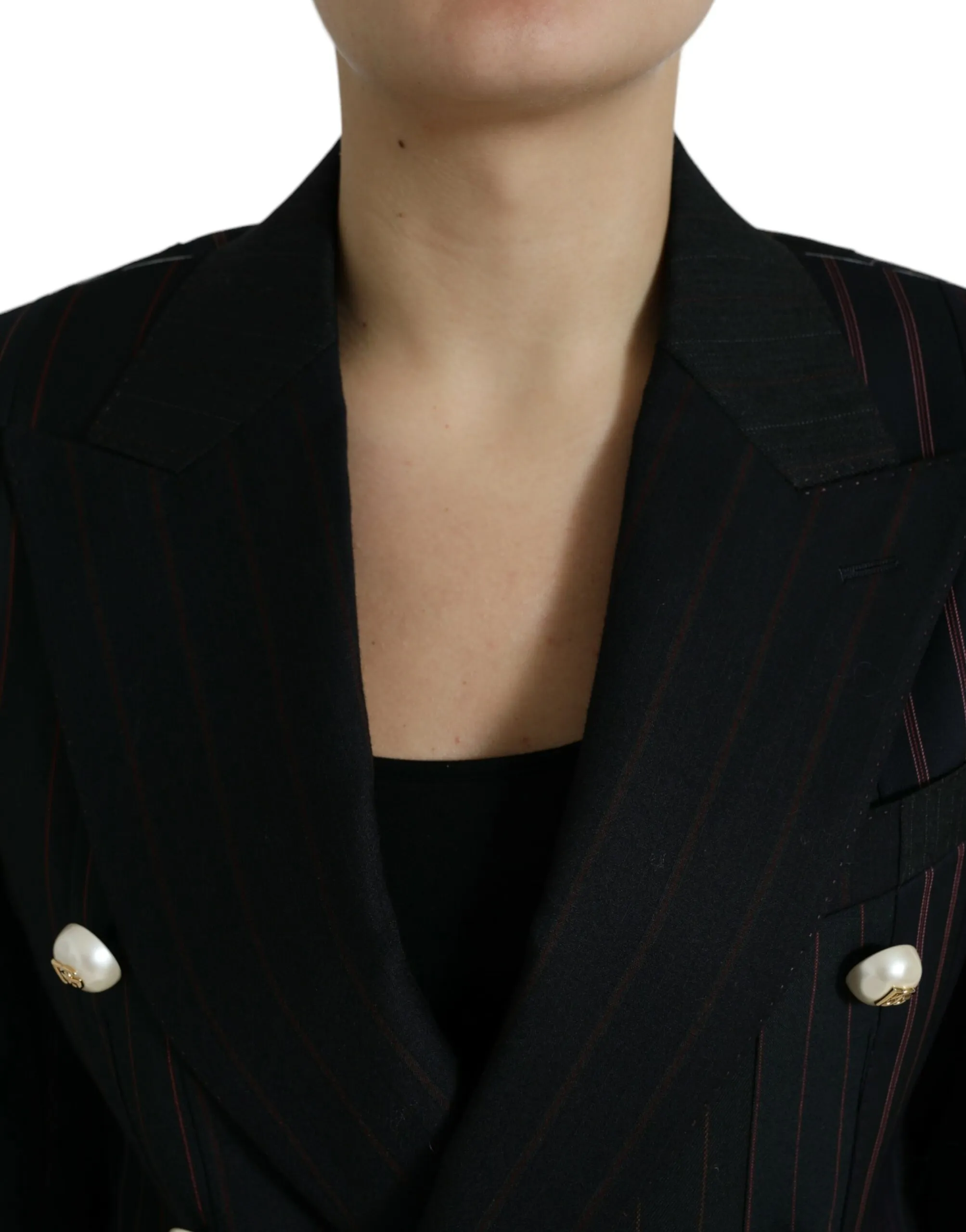 Dolce & Gabbana Women's Elegant Striped Double Breasted Wool Blazer