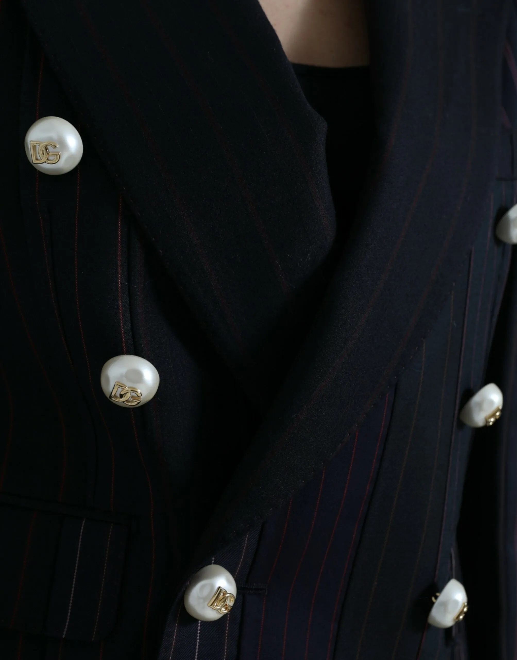 Dolce & Gabbana Women's Elegant Striped Double Breasted Wool Blazer