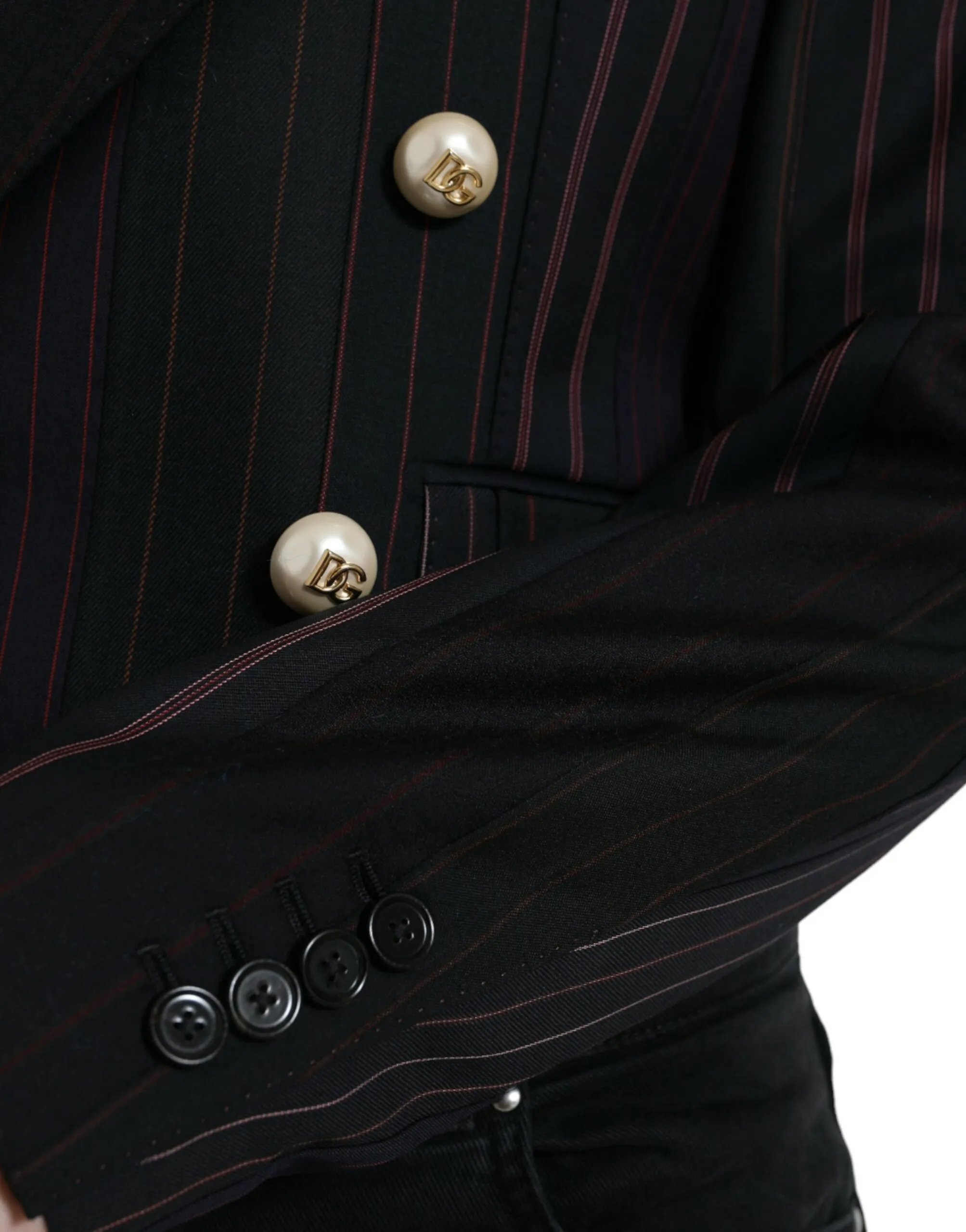Dolce & Gabbana Women's Elegant Striped Double Breasted Wool Blazer