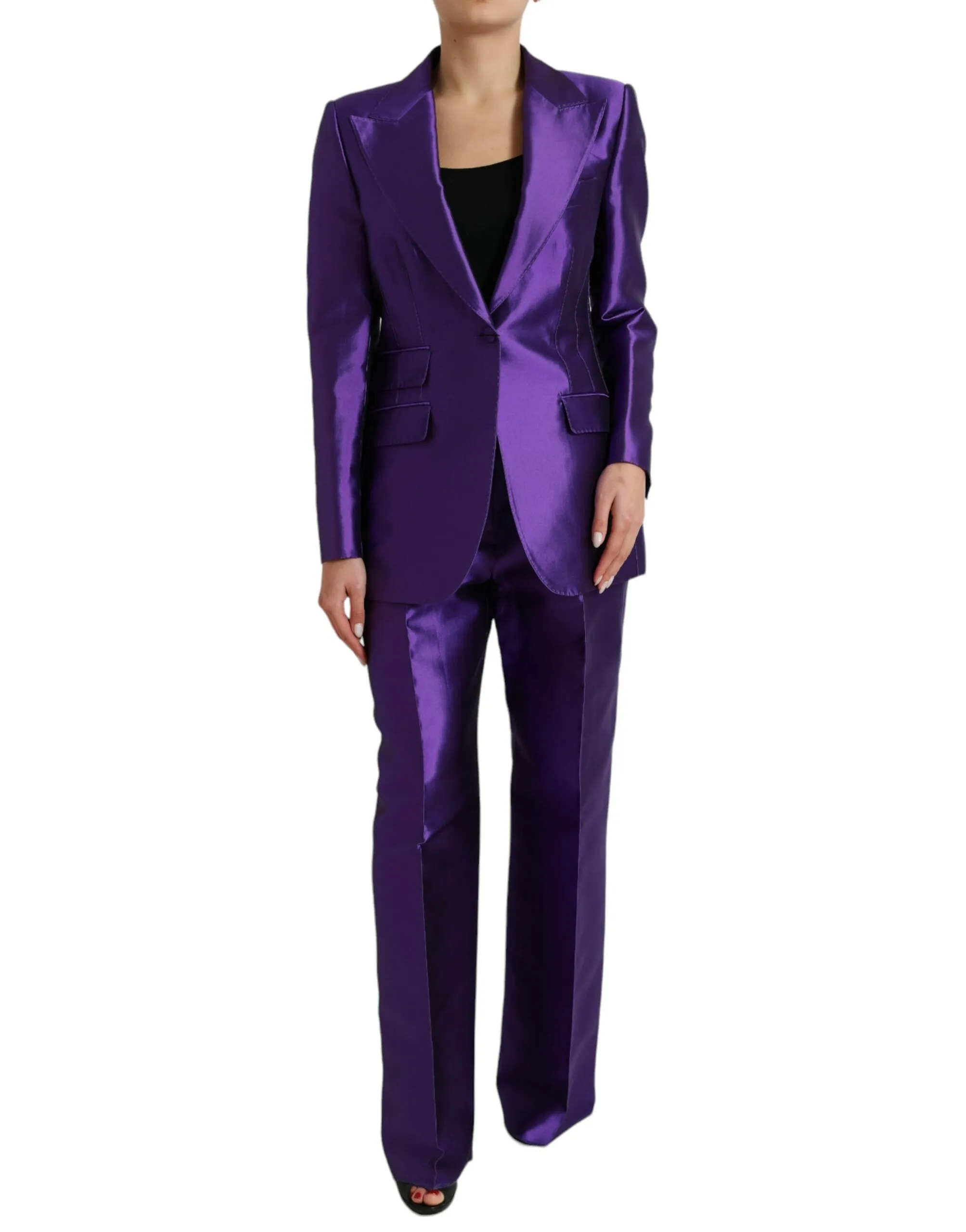 Dolce & Gabbana Women's Elegant Purple Silk Single Breasted Suit