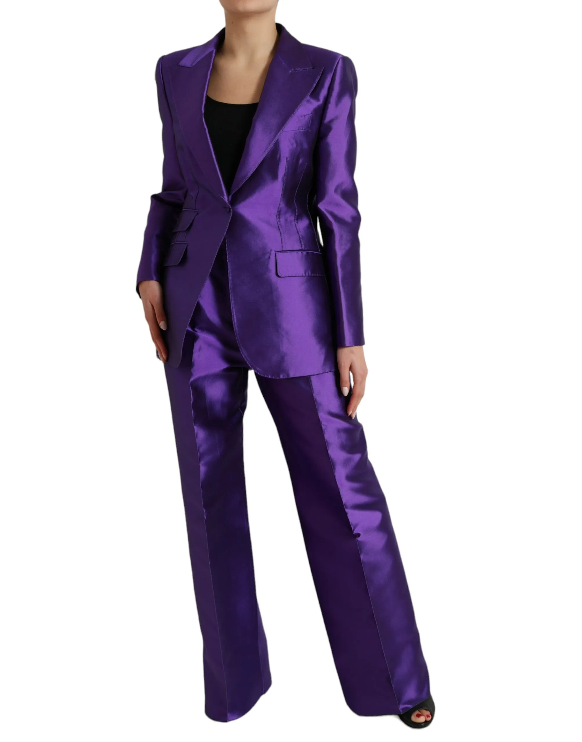 Dolce & Gabbana Women's Elegant Purple Silk Single Breasted Suit