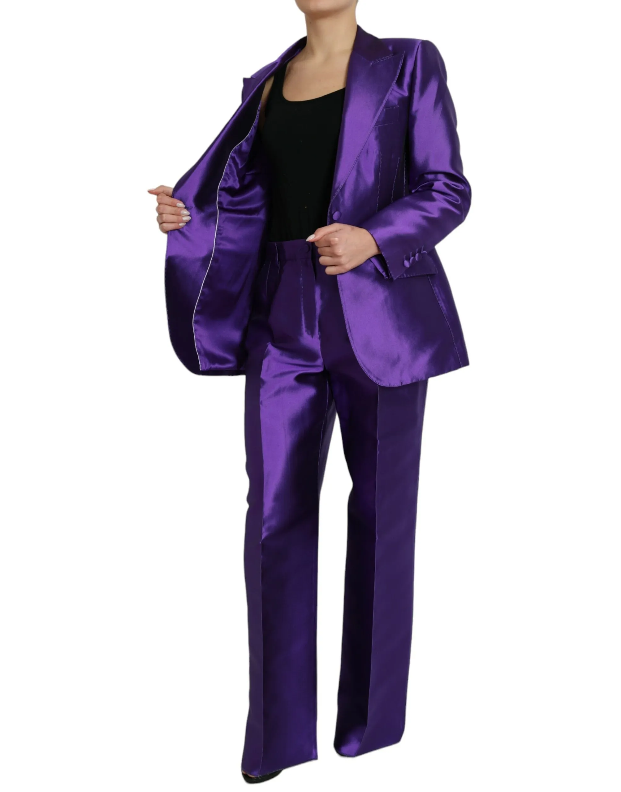 Dolce & Gabbana Women's Elegant Purple Silk Single Breasted Suit