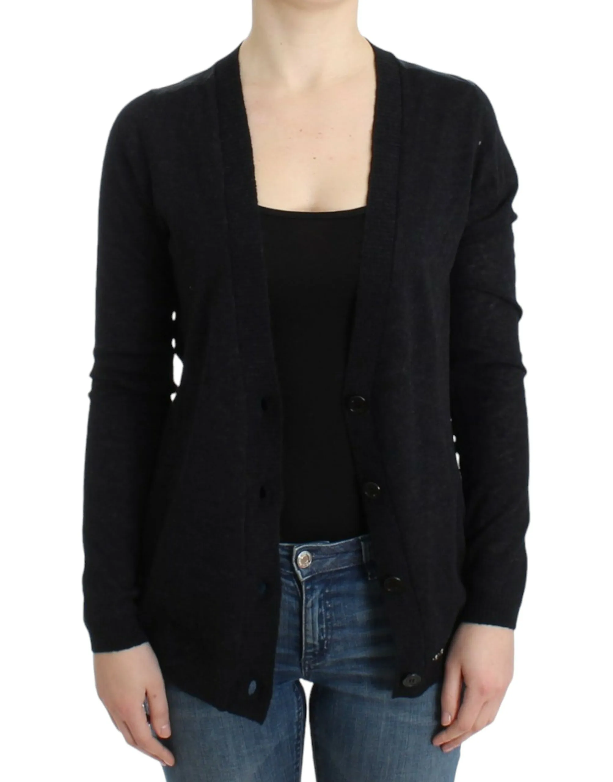 Costume National Women's Elegant Deep V-neck Lightweight Cardigan
