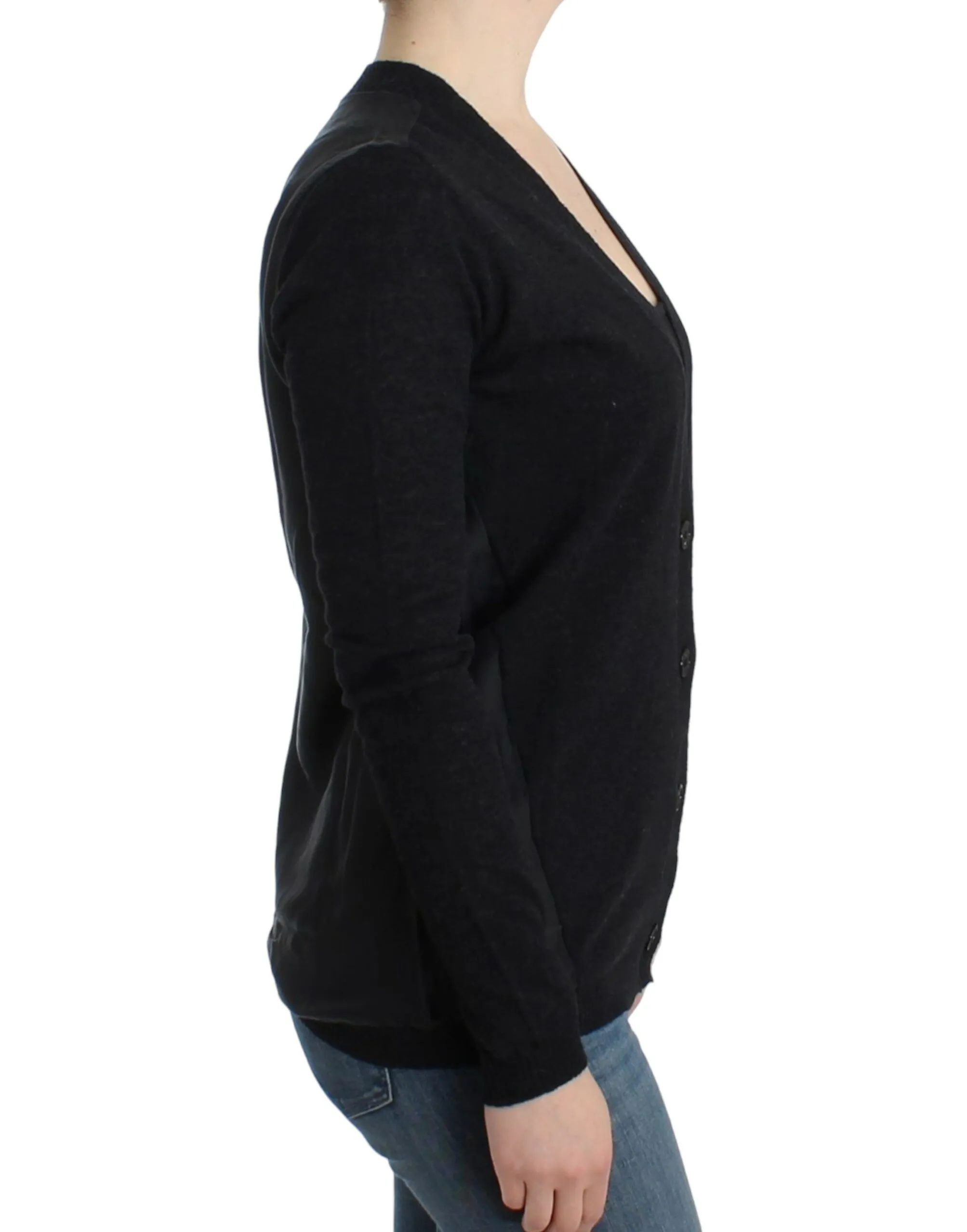 Costume National Women's Elegant Deep V-neck Lightweight Cardigan