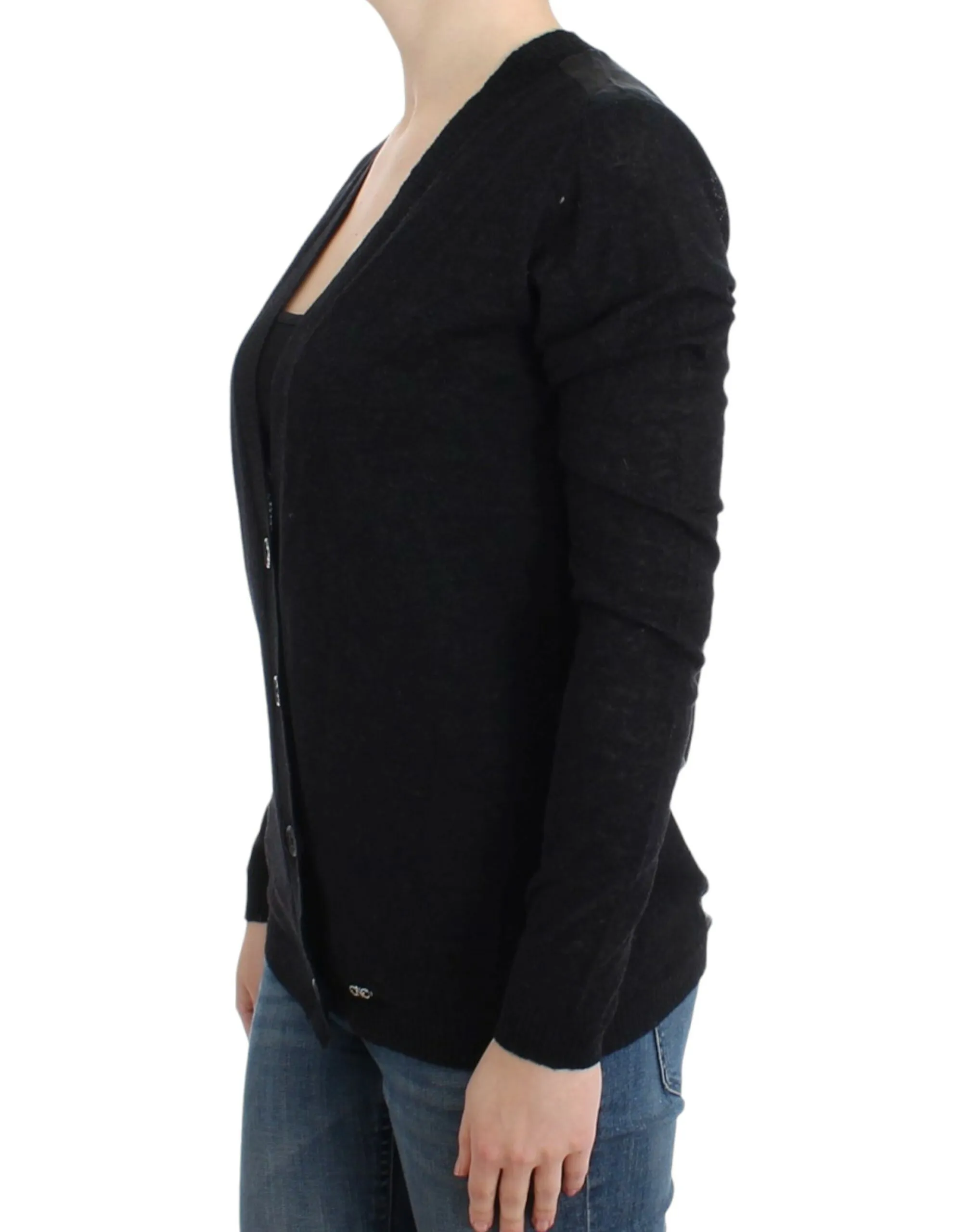 Costume National Women's Elegant Deep V-neck Lightweight Cardigan