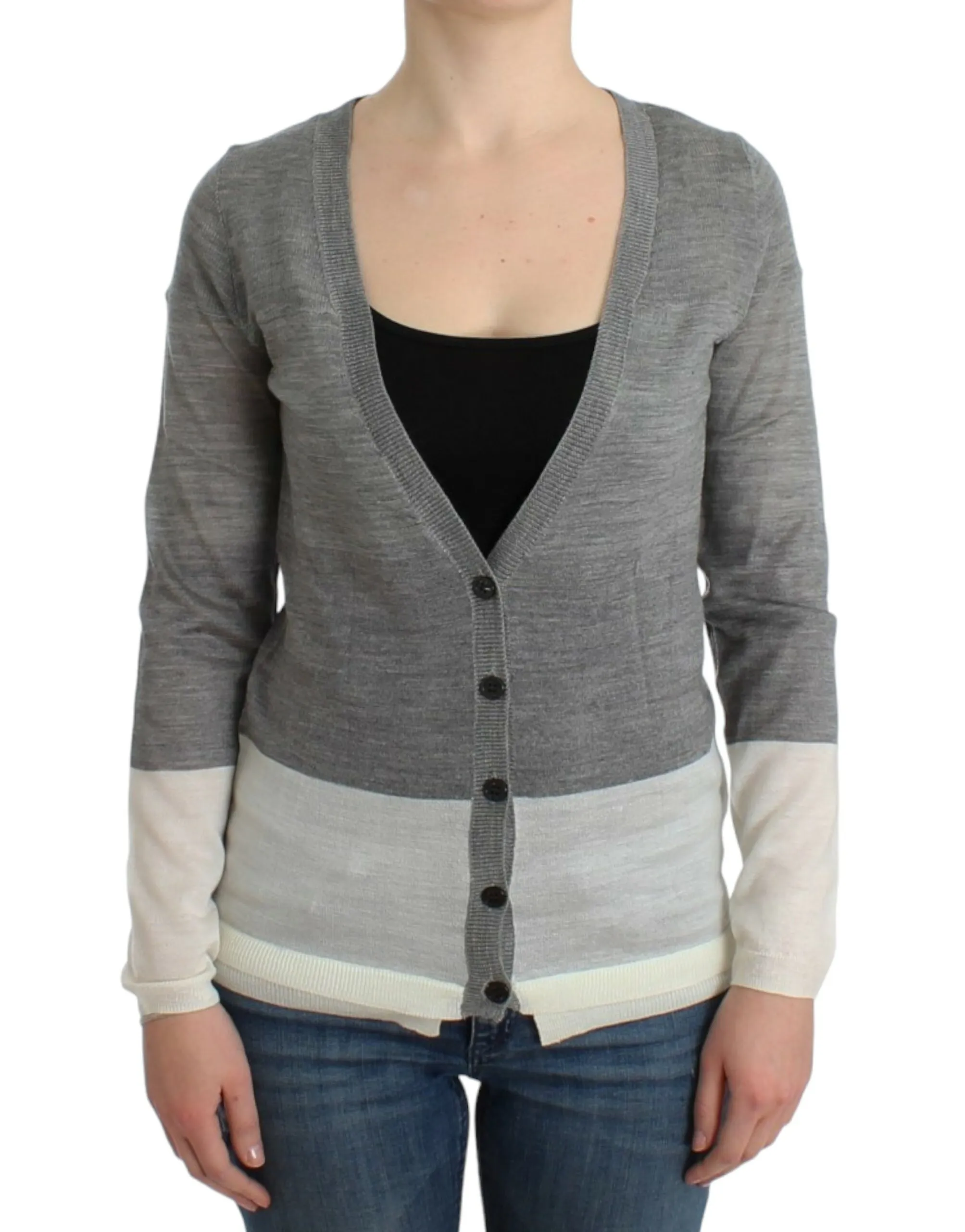Costume National Women's Chic Gray Lightweight Cardigan