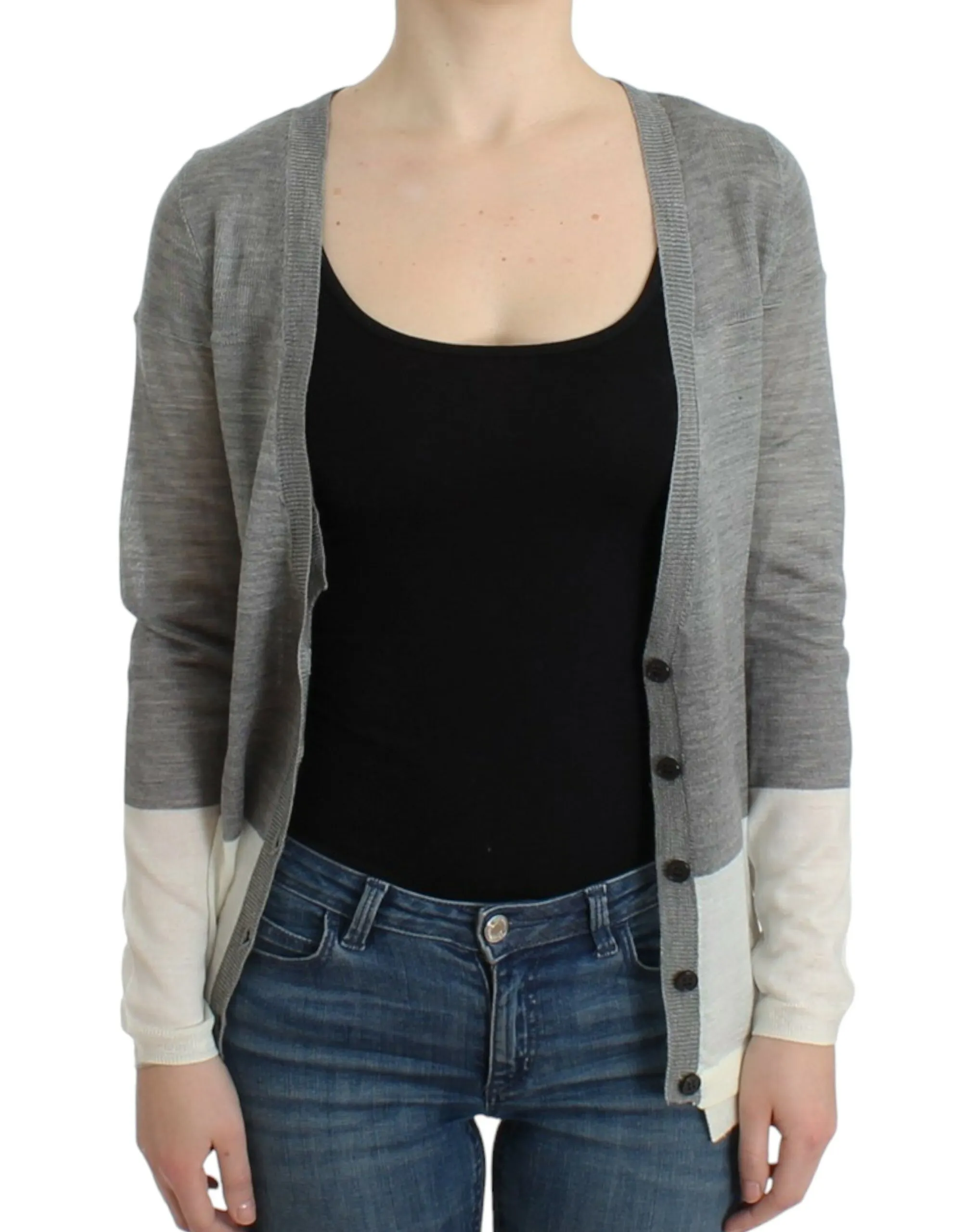 Costume National Women's Chic Gray Lightweight Cardigan