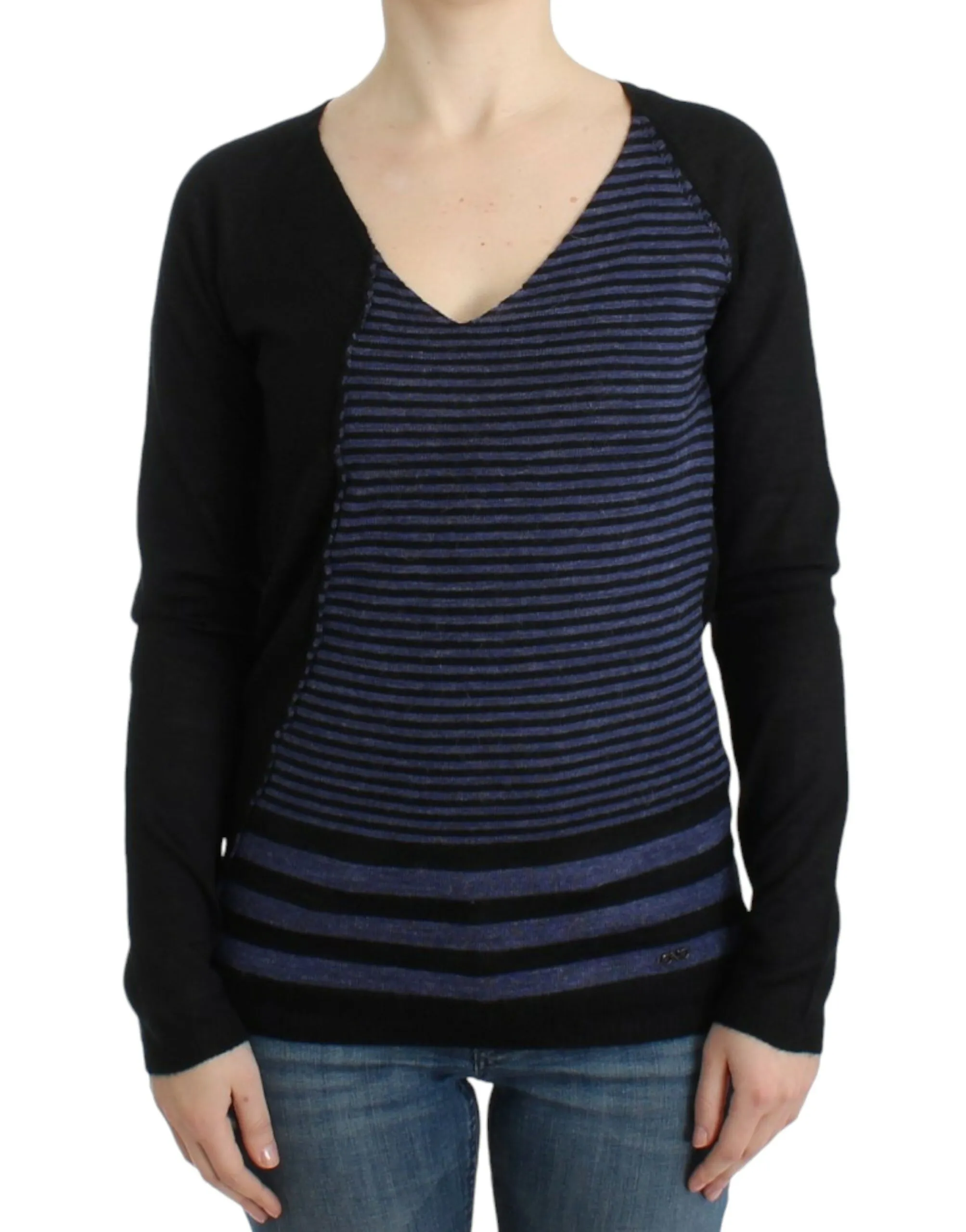 Costume National Women's Chic Striped V-Neck Wool Blend Sweater