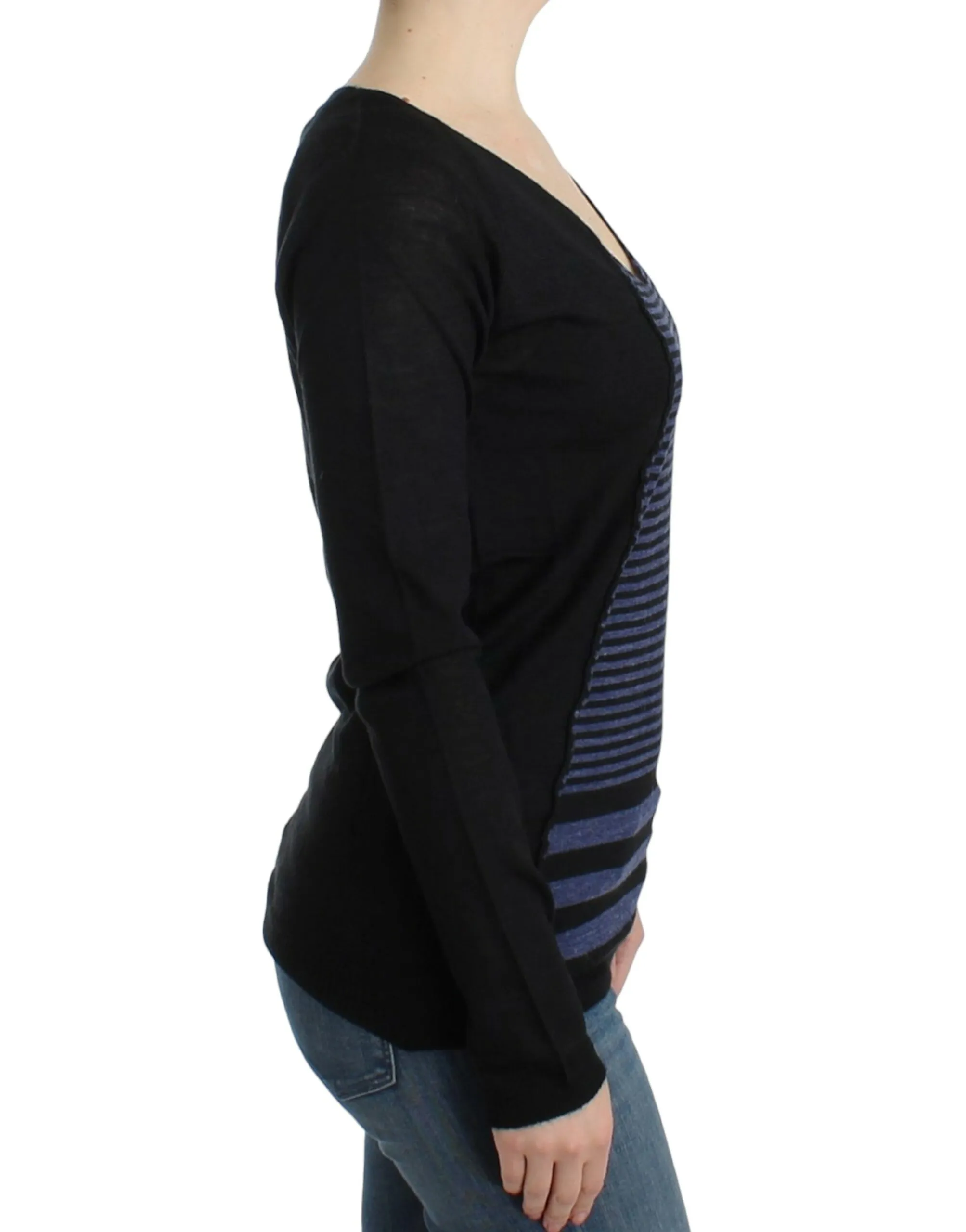 Costume National Women's Chic Striped V-Neck Wool Blend Sweater