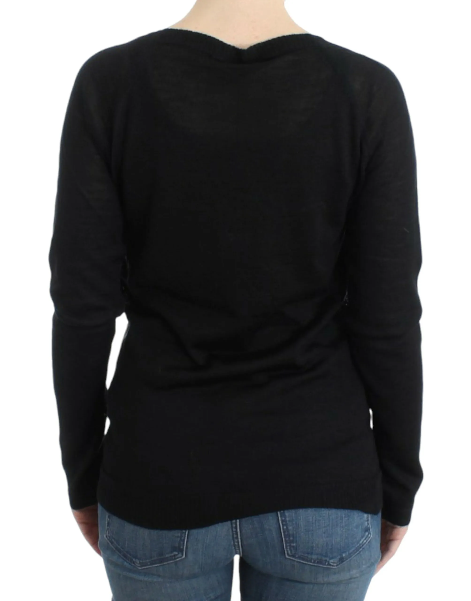 Costume National Women's Chic Striped V-Neck Wool Blend Sweater
