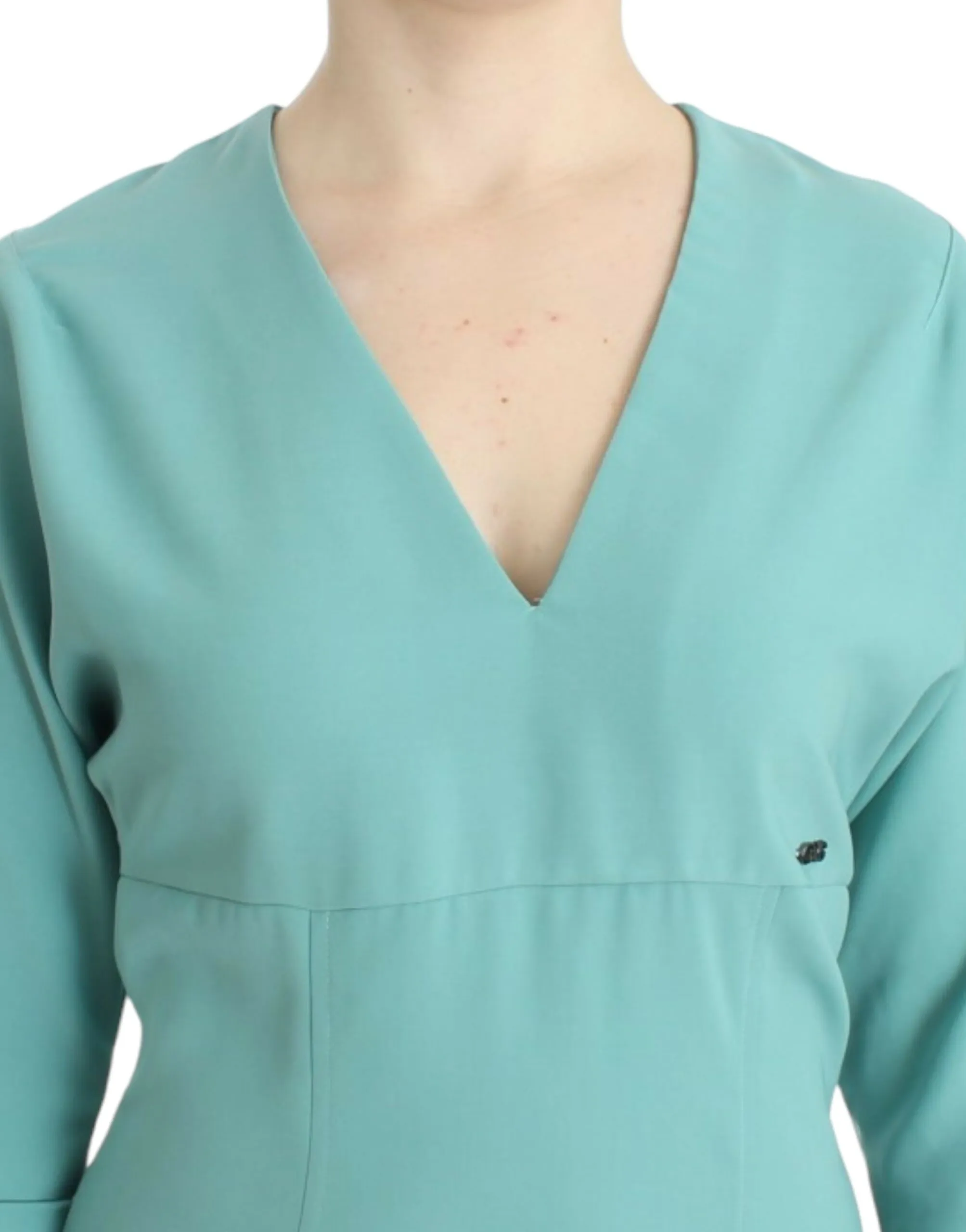 Costume National Women's Elegant Green V-Neck Midi Dress